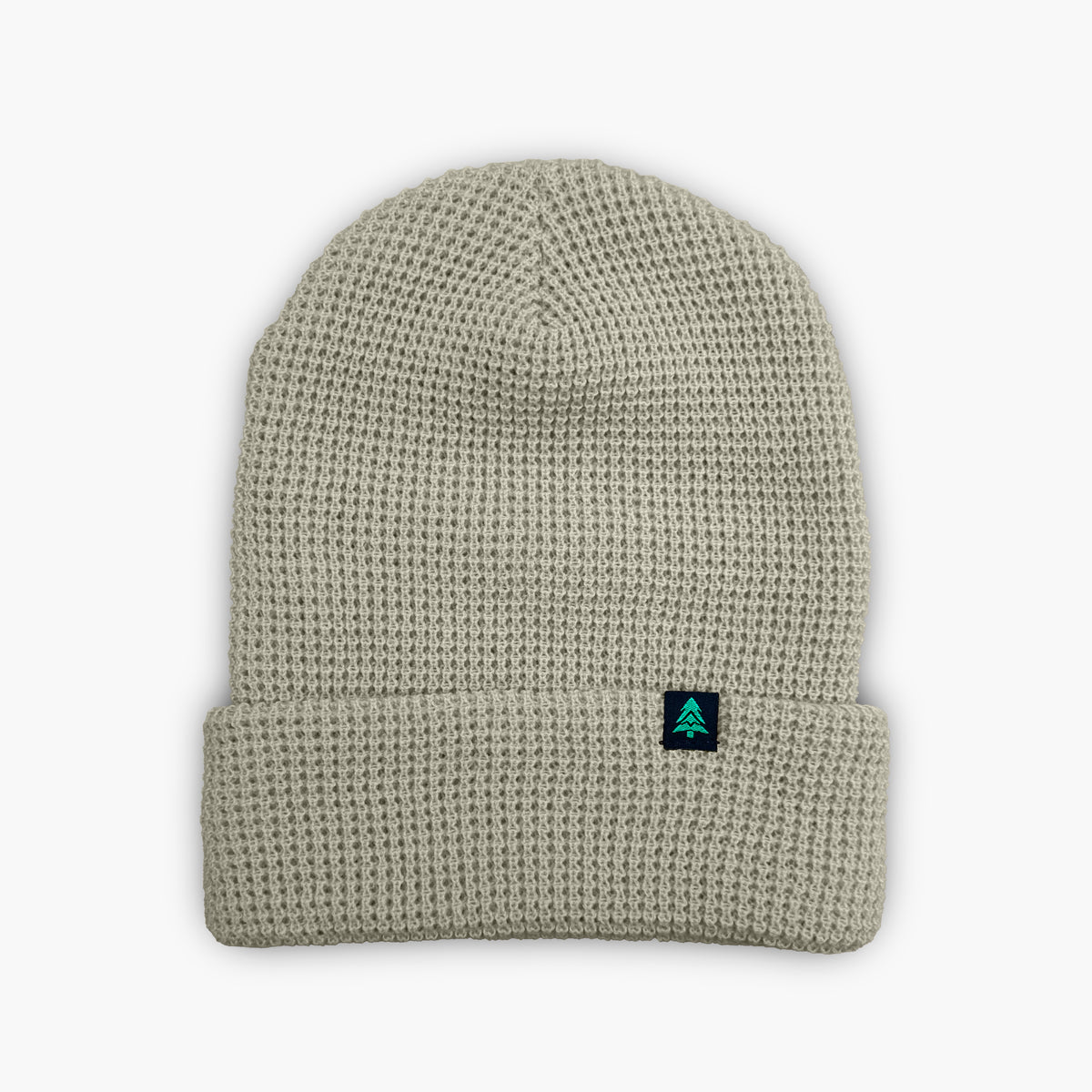Mountain-Tree Label Waffle Cuffed Beanie - The Happy Clothing Company