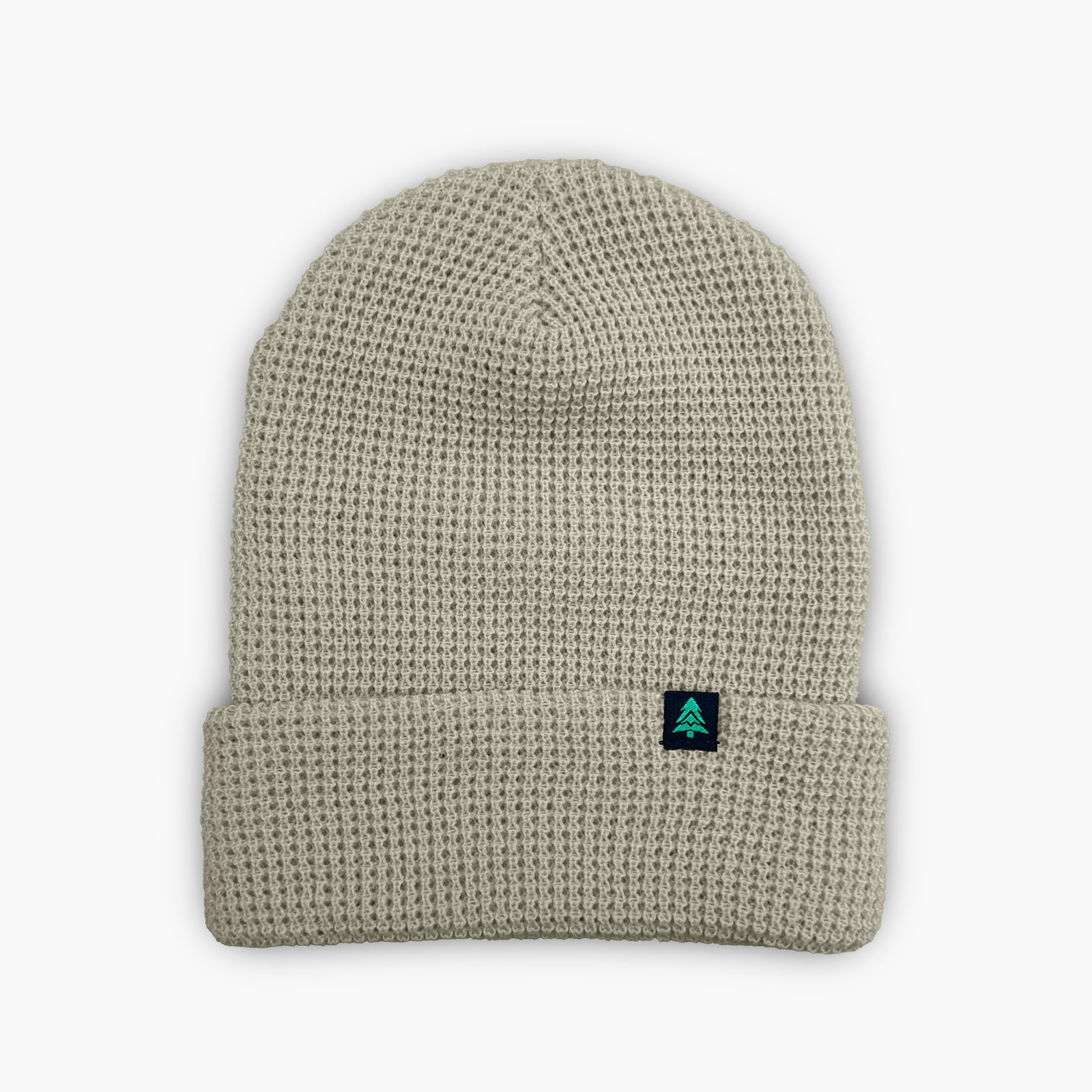 Mountain-Tree Label Waffle Cuffed Beanie - The Happy Clothing Company