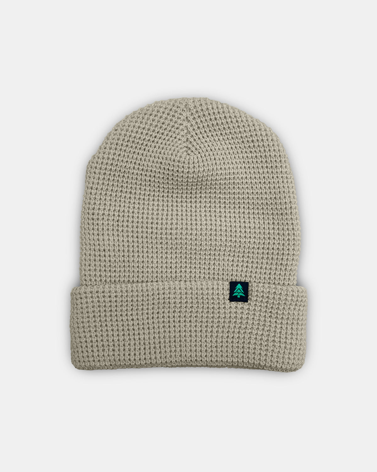 Mountain-Tree Label Waffle Cuffed Beanie - The Happy Clothing Company