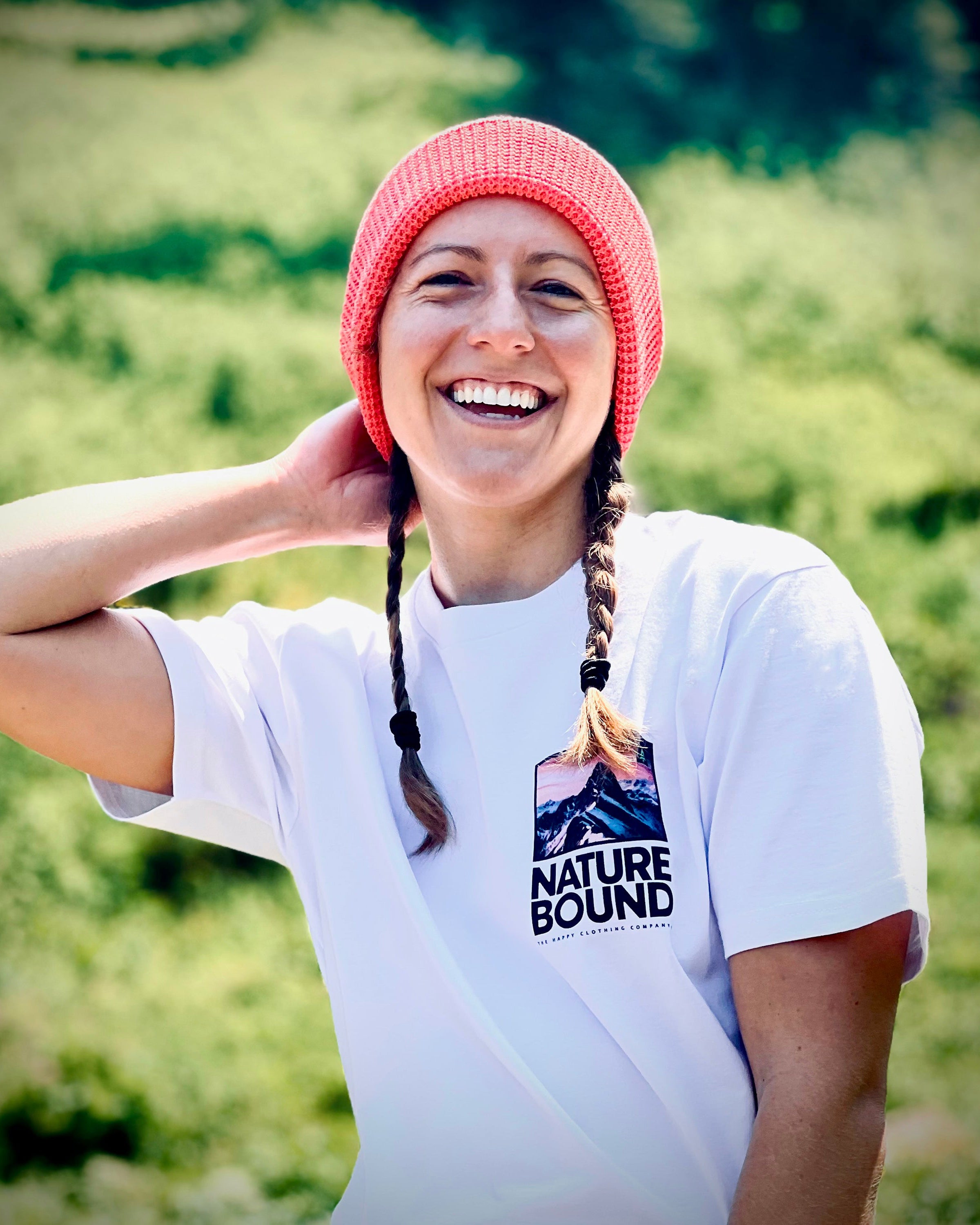 Mountain-Tree Label Waffle Cuffed Beanie