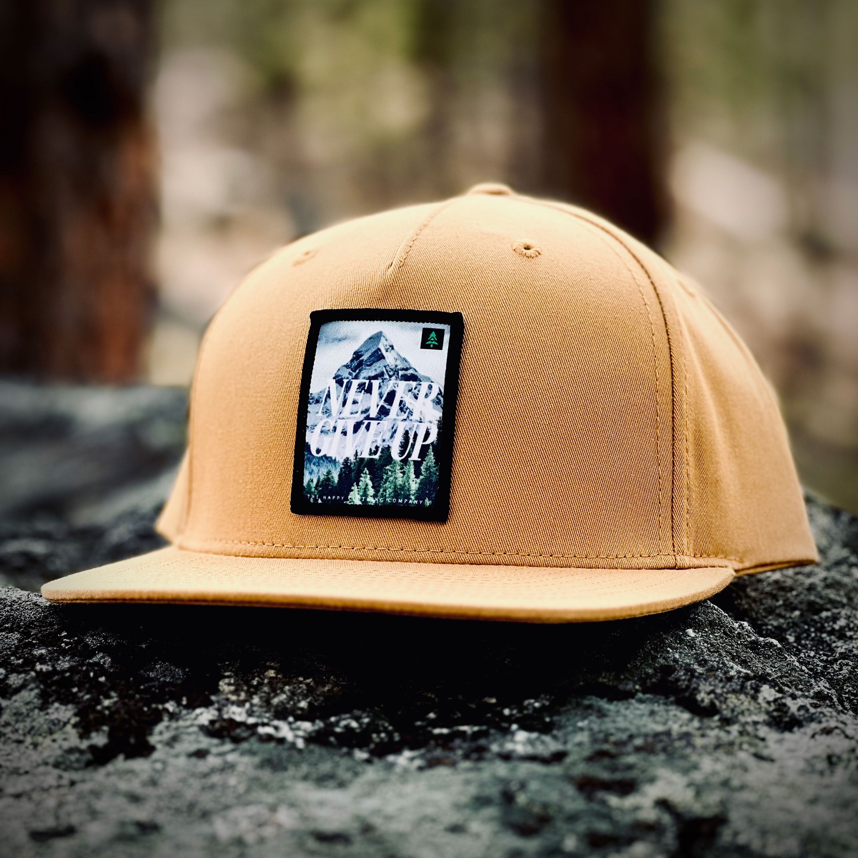 Never Give Up 5 Panel Twill Snapback | The Happy Clothing Company