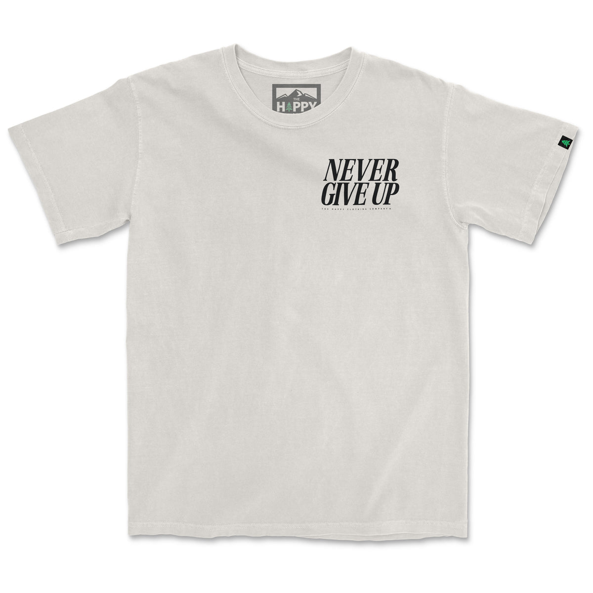 Never Give Up Back Print 'Vintage Tee' | Oversized Heavyweight | - The Happy Clothing Company