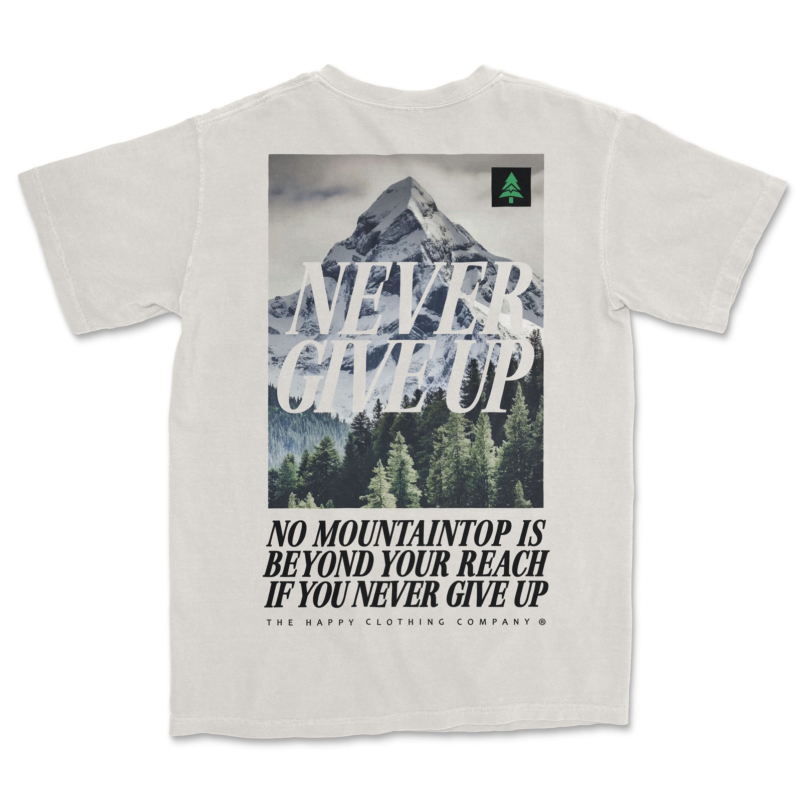 Never Give Up Back Print 'Vintage Tee' | Oversized Heavyweight | - The Happy Clothing Company