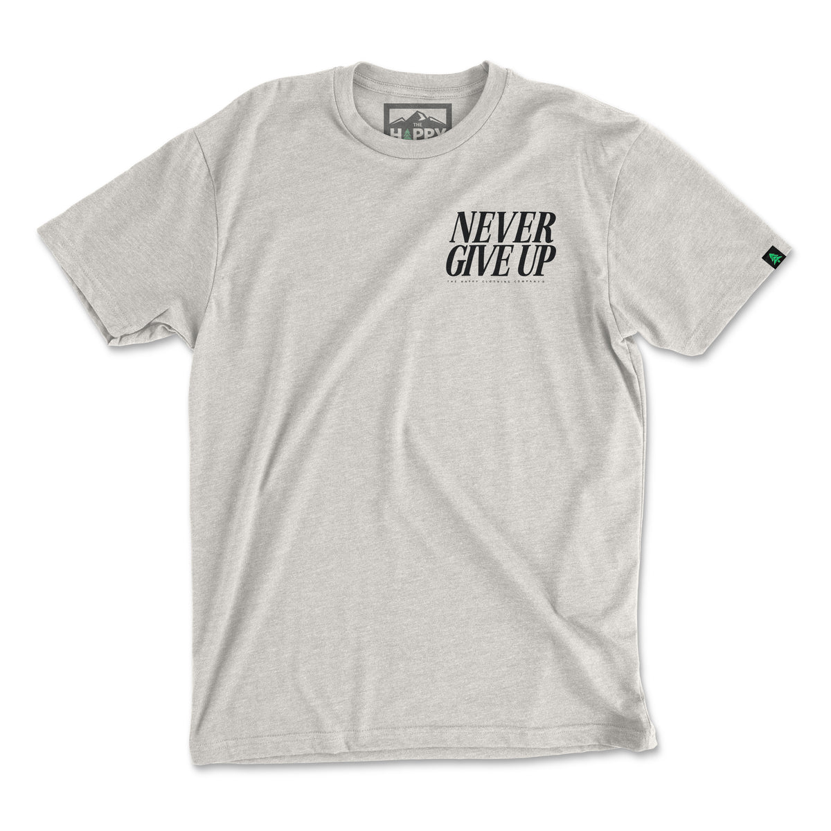 Never Give Up Back Print 'Explorer Tee' | Lightweight Blend | - The Happy Clothing Company