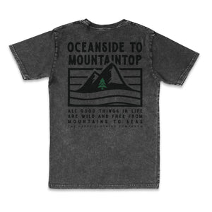 Oceanside To Mountaintop Back Print Lightweight Stone Wash Cotton Tee