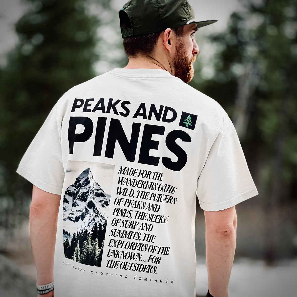 Peaks and Pines Back Print 'Vintage Tee' | Oversized Heavyweight | - The Happy Clothing Company