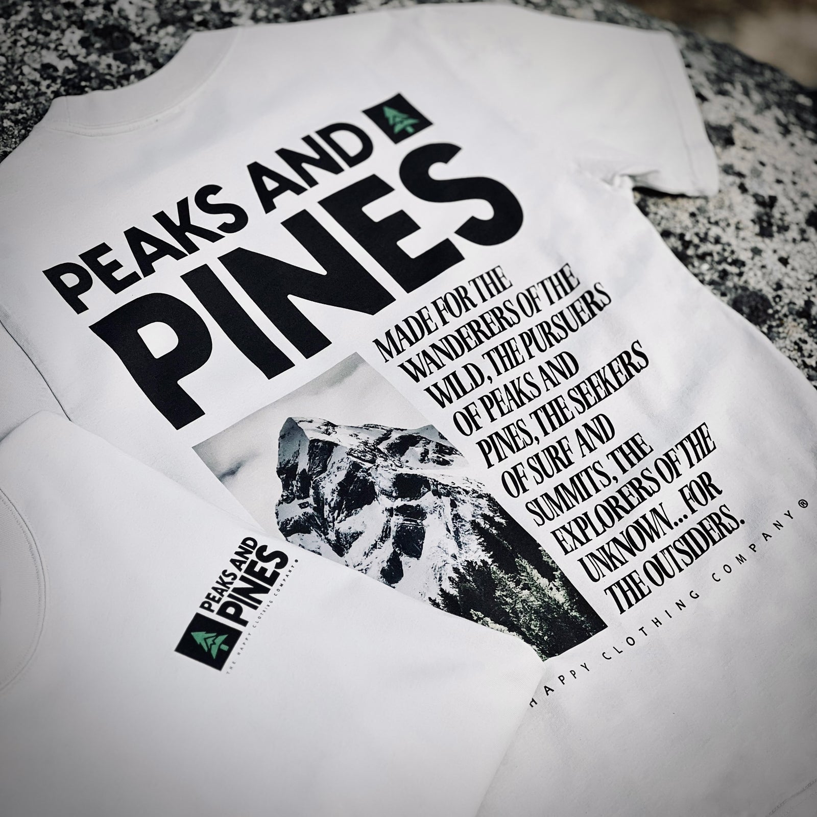 Peaks and Pines Back Print 'Vintage Tee' | Oversized Heavyweight | - The Happy Clothing Company