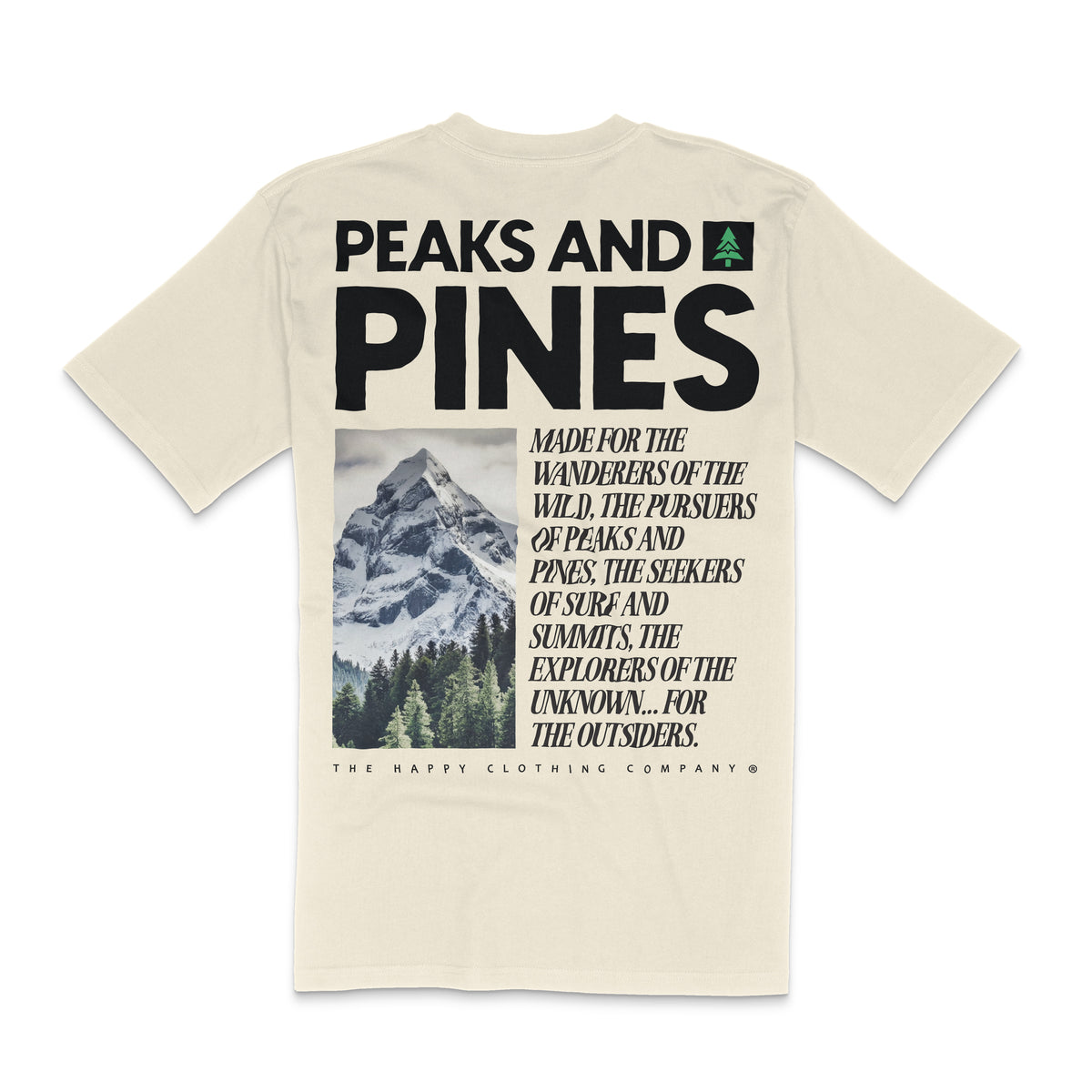 Peaks and Pines Back Print 'Lifestyle Tee' | Premium Heavyweight | - The Happy Clothing Company