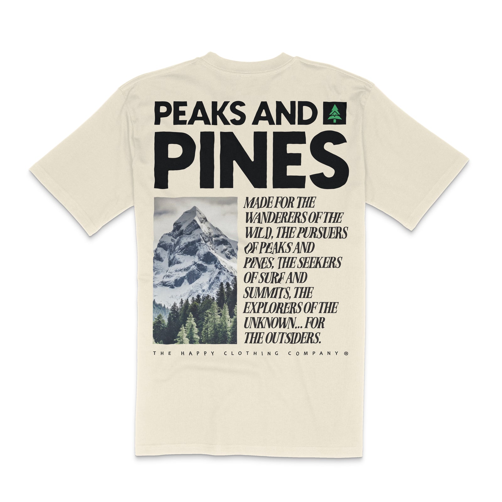 Peaks and Pines Back Print 'Lifestyle Tee' | Premium Heavyweight | - The Happy Clothing Company