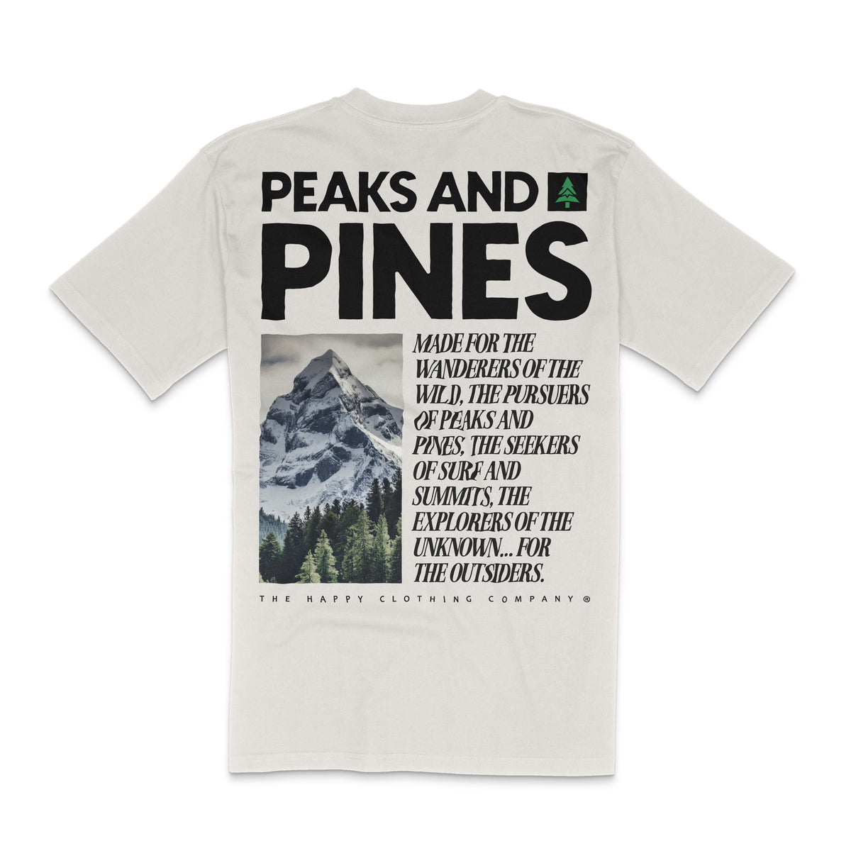 Peaks and Pines Back Print 'Lifestyle Tee' | Premium Heavyweight | - The Happy Clothing Company