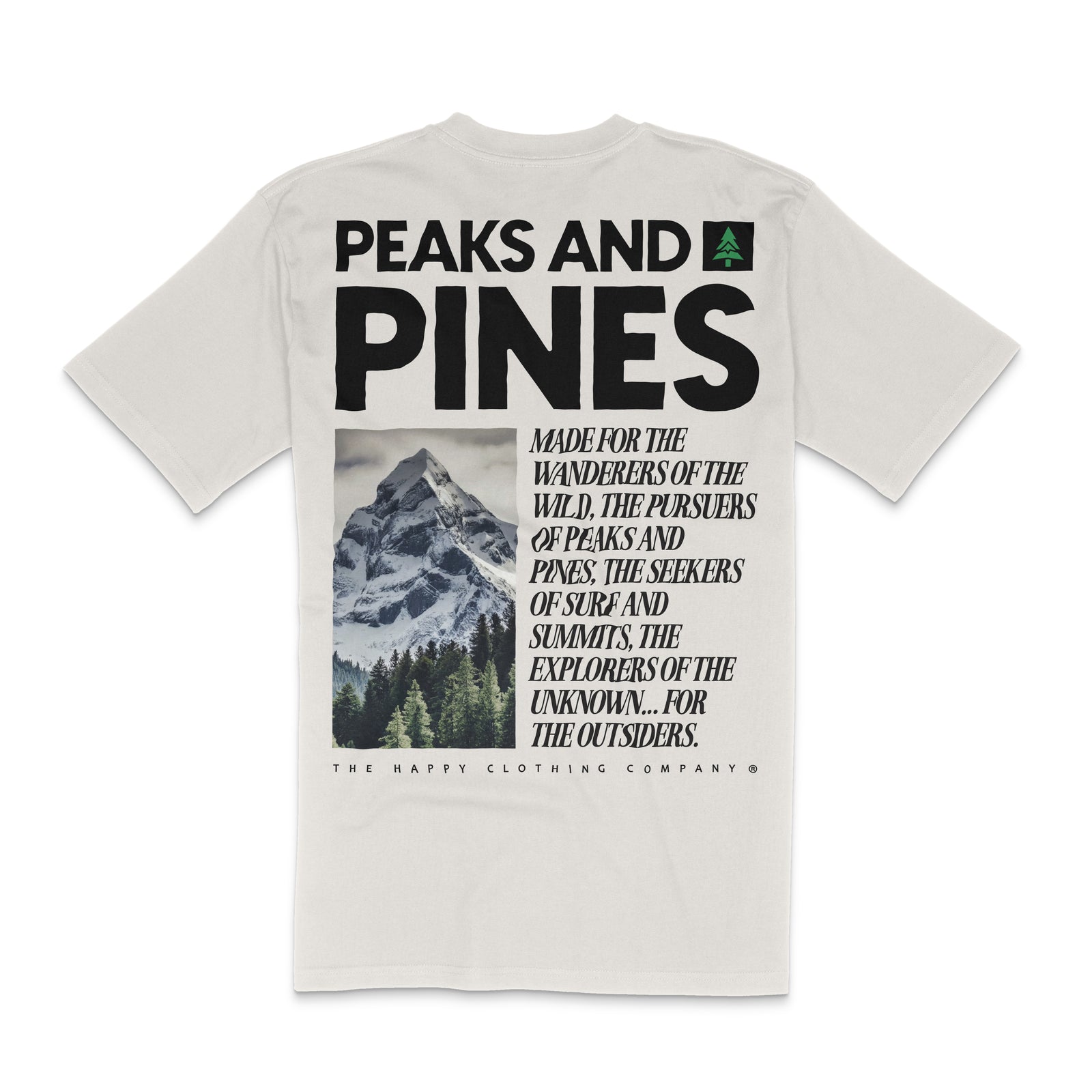 Peaks and Pines Back Print 'Lifestyle Tee' | Premium Heavyweight | - The Happy Clothing Company