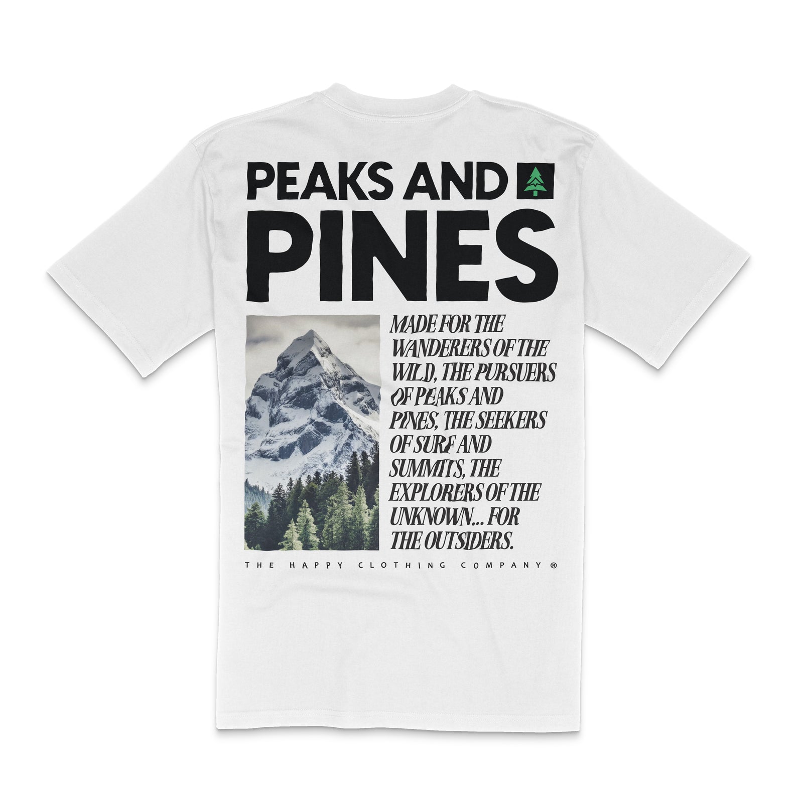 Peaks and Pines Back Print 'Lifestyle Tee' | Premium Heavyweight | - The Happy Clothing Company