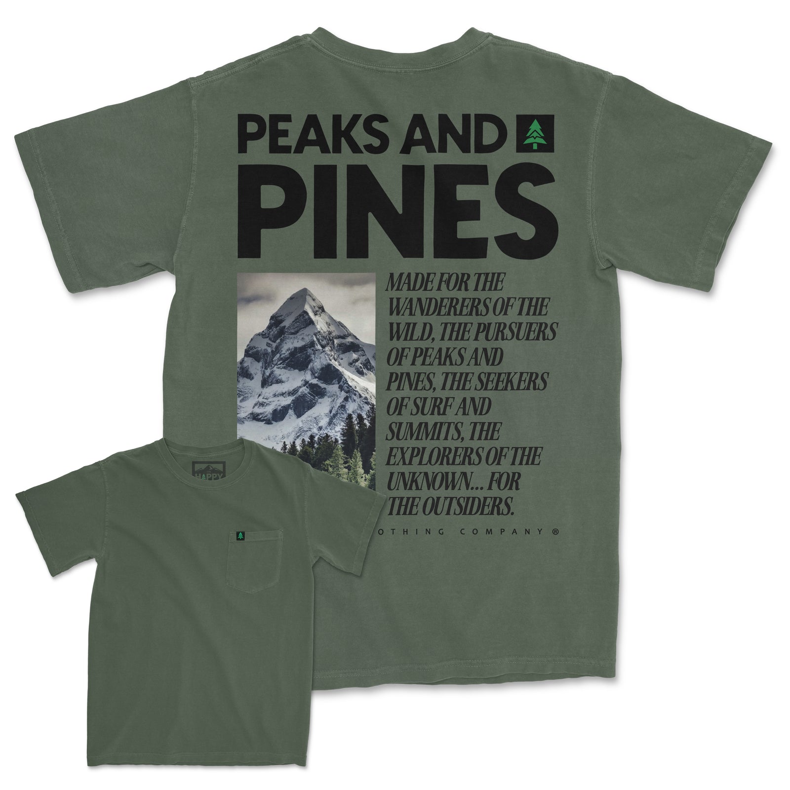 Peaks and Pines Pigment-Dyed Pocket Tee