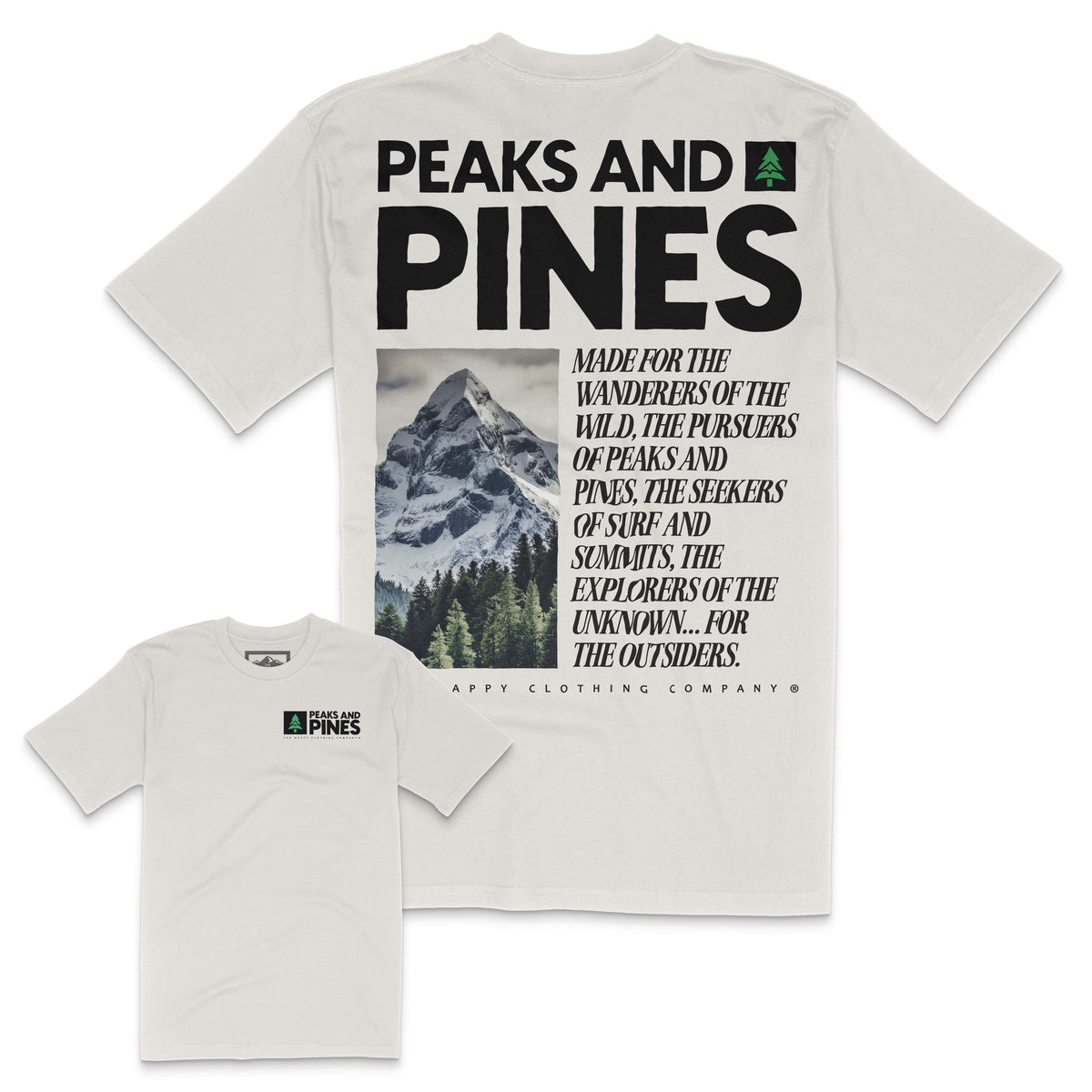 Peaks and Pines Back Print &#39;Lifestyle Tee&#39; | Premium Heavyweight |