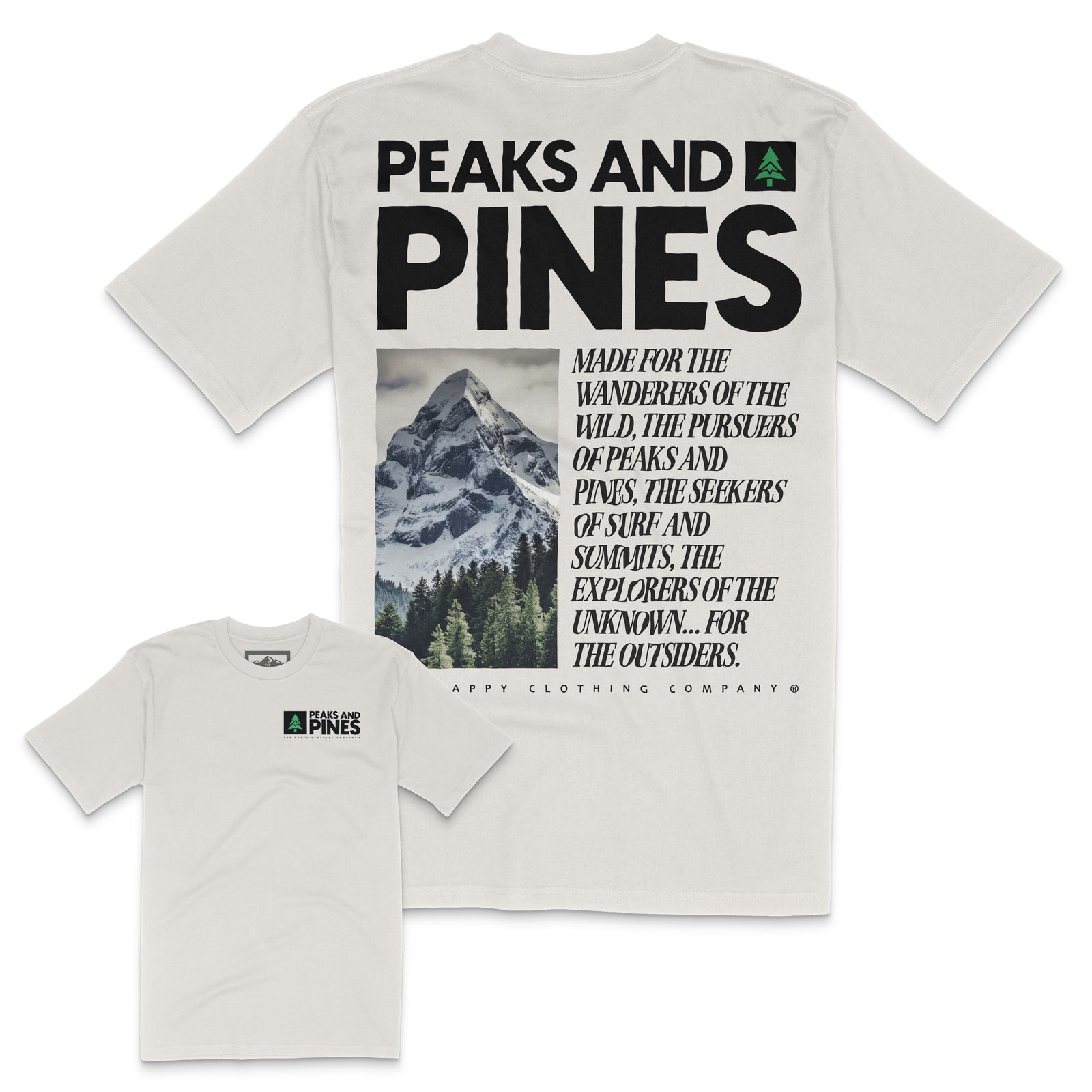 Peaks and Pines Back Print 'Lifestyle Tee' | Premium Heavyweight | - The Happy Clothing Company