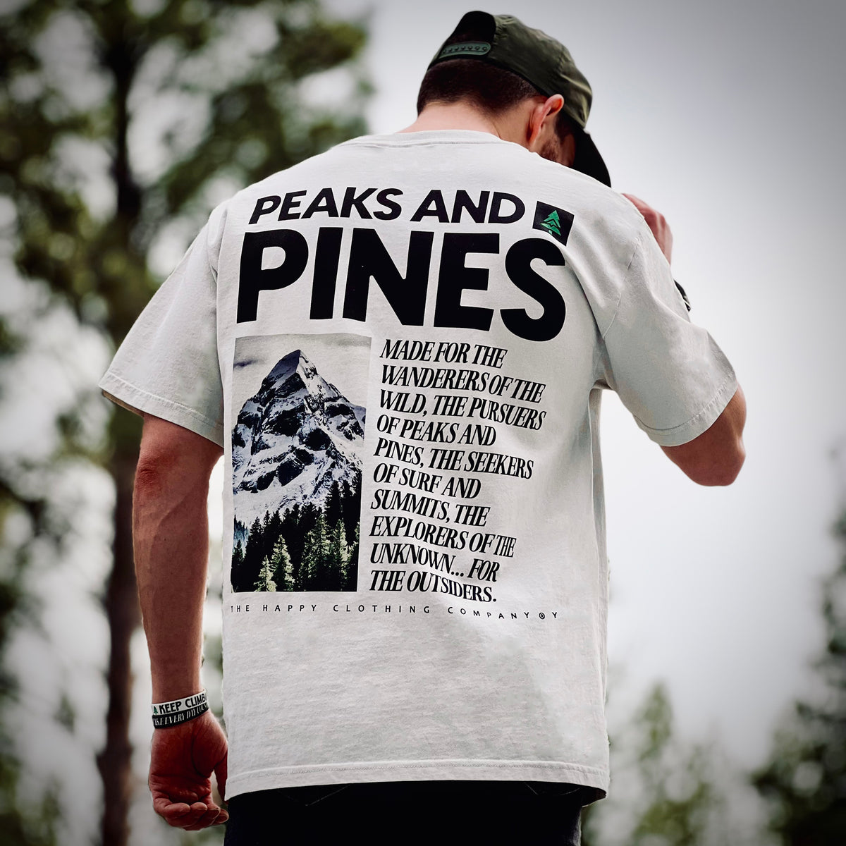 Peaks and Pines Back Print 'Vintage Tee' | Oversized Heavyweight | - The Happy Clothing Company