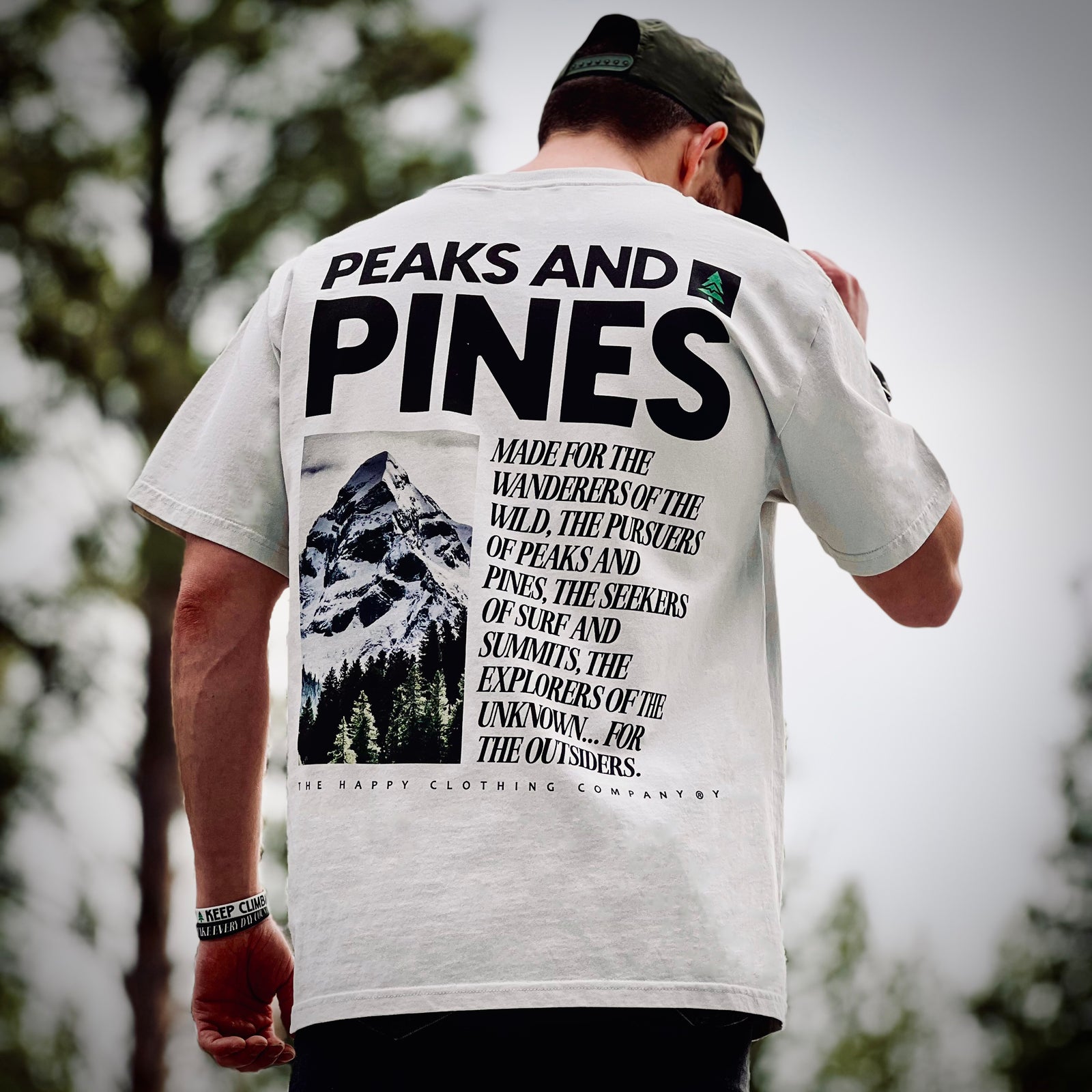 Peaks and Pines Back Print 'Vintage Tee' | Oversized Heavyweight | - The Happy Clothing Company