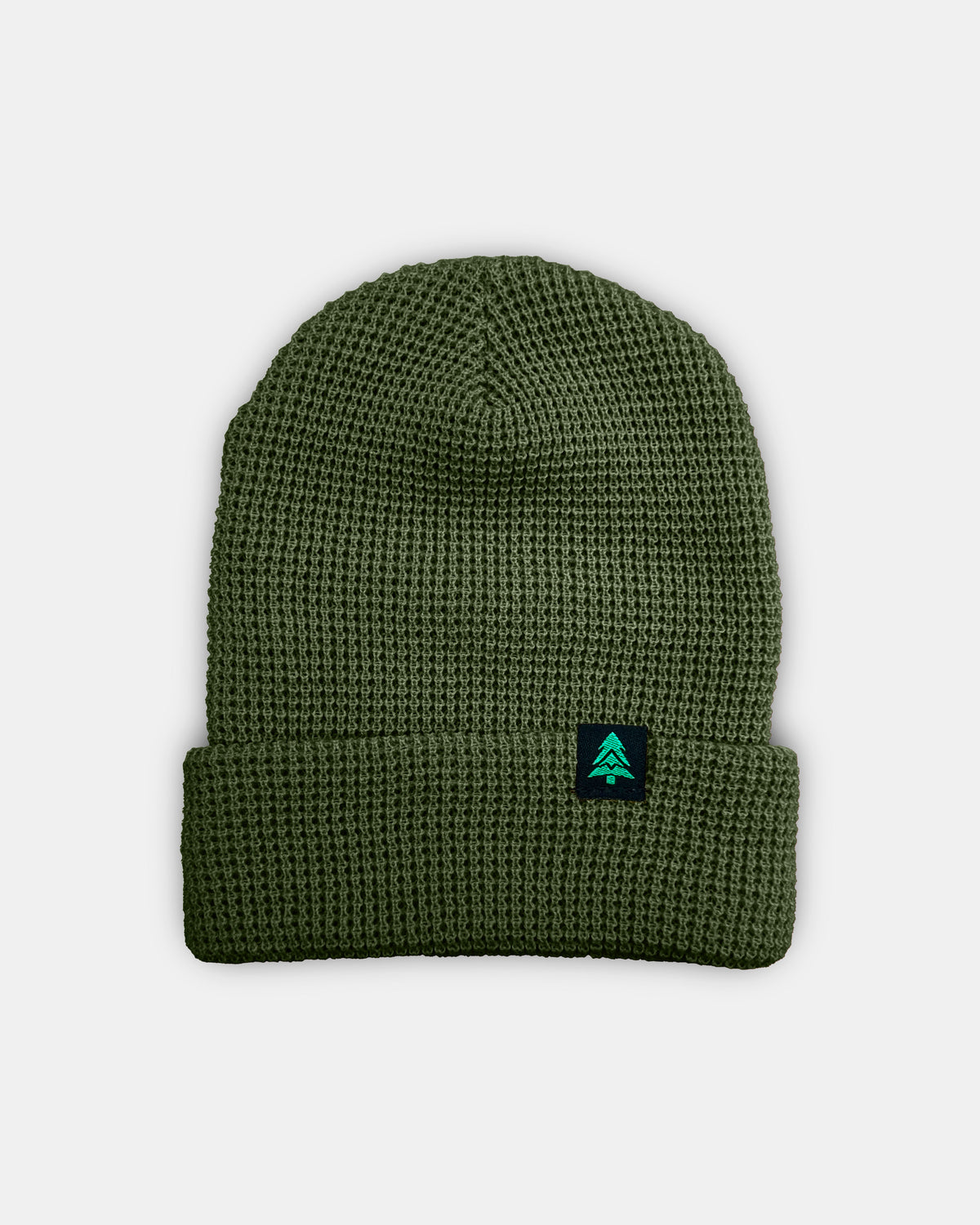 Mountain-Tree Label Waffle Cuffed Beanie