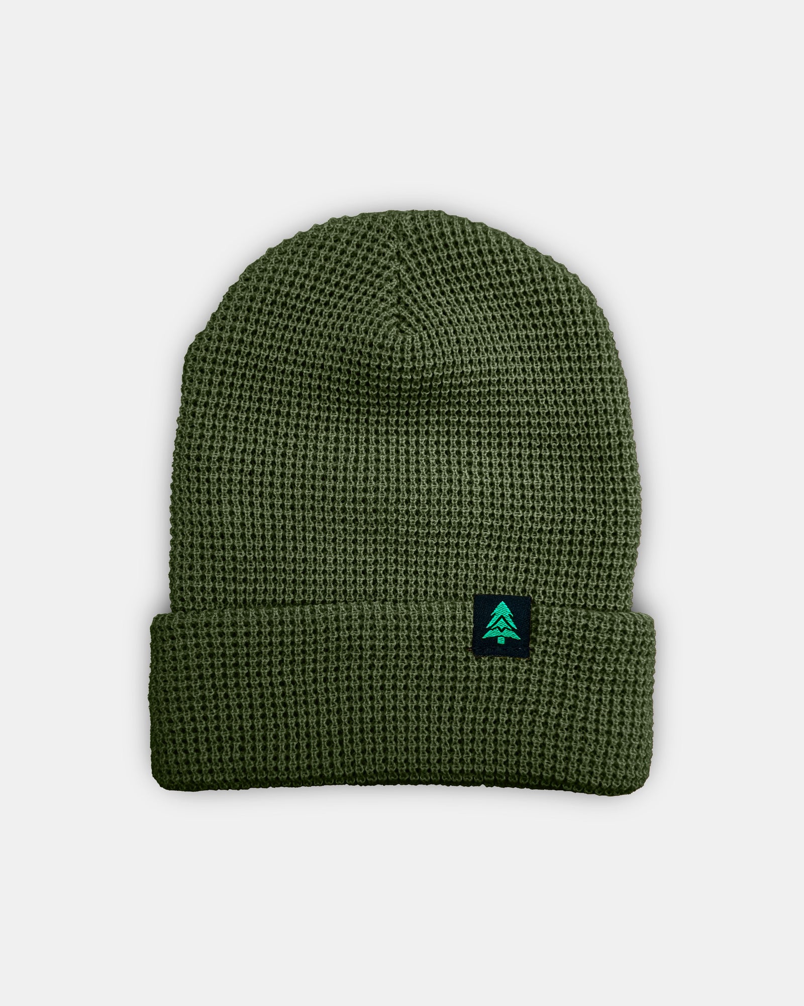 Mountain-Tree Label Waffle Cuffed Beanie