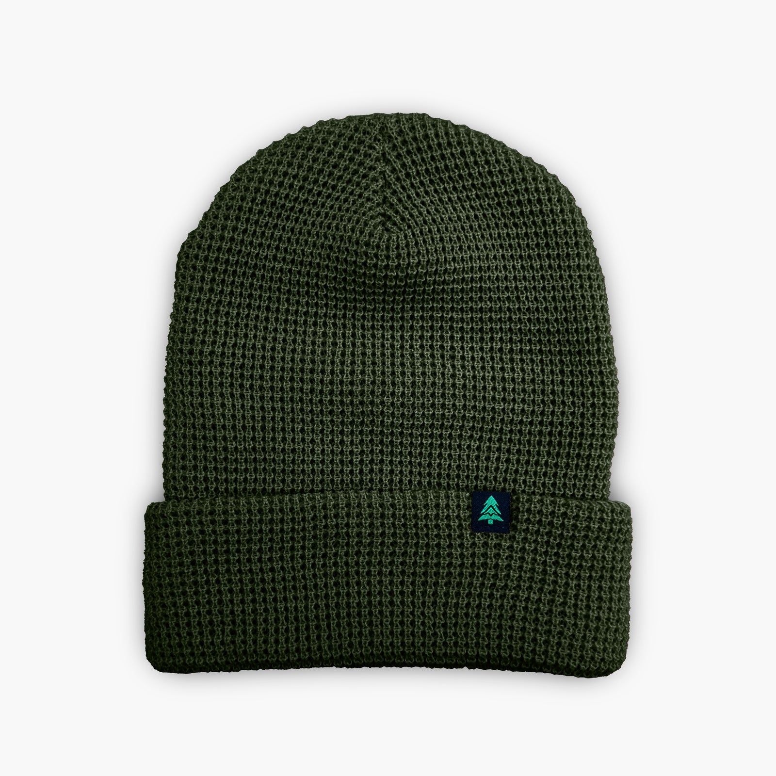 Mountain-Tree Label Waffle Cuffed Beanie - The Happy Clothing Company