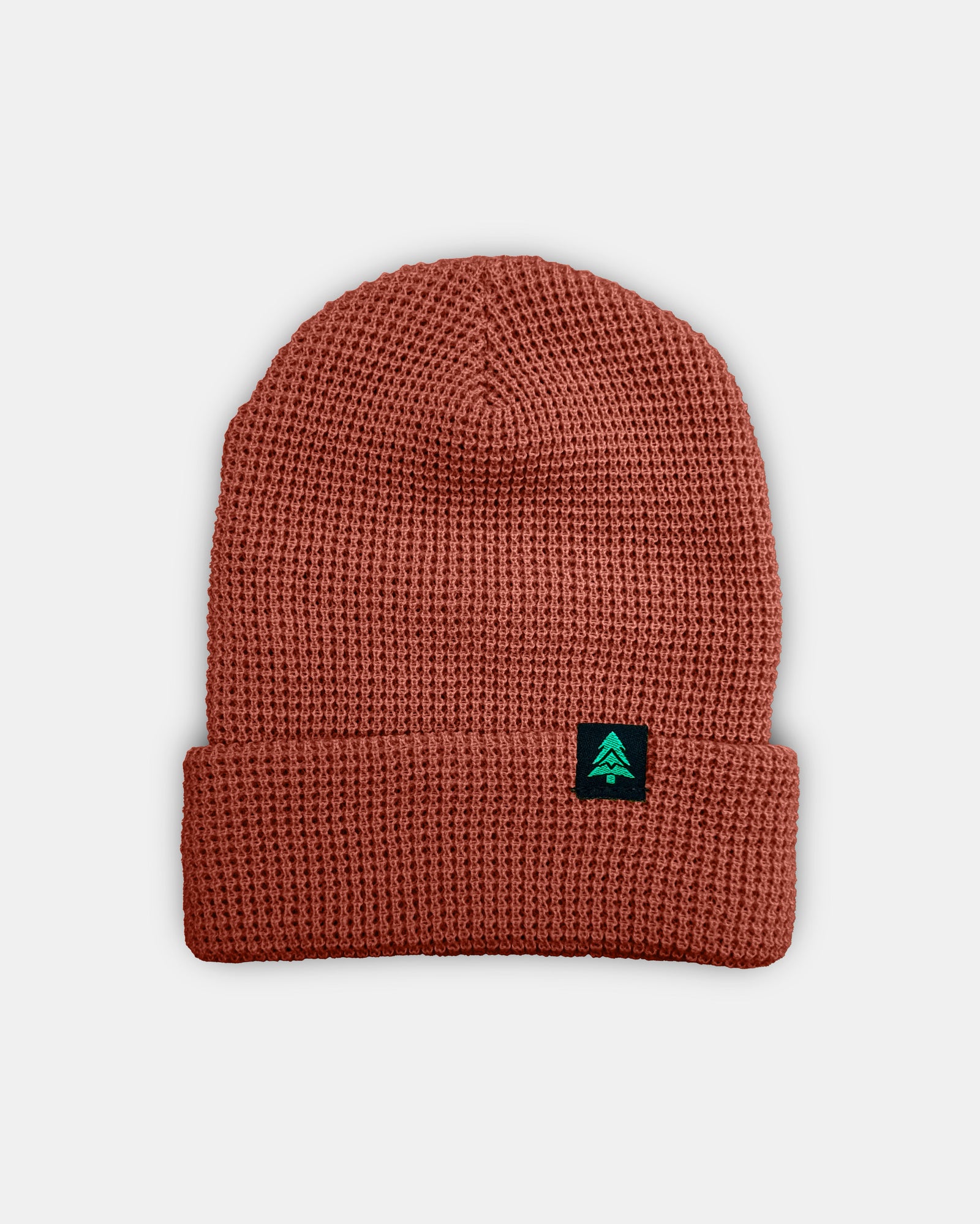 Mountain-Tree Label Waffle Cuffed Beanie