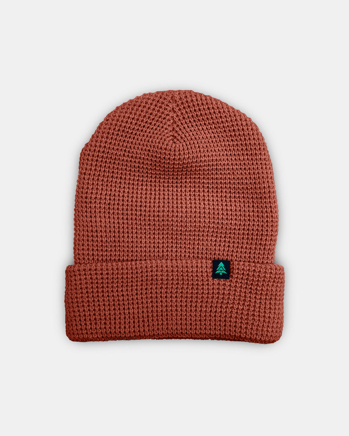 Mountain-Tree Label Waffle Cuffed Beanie - The Happy Clothing Company