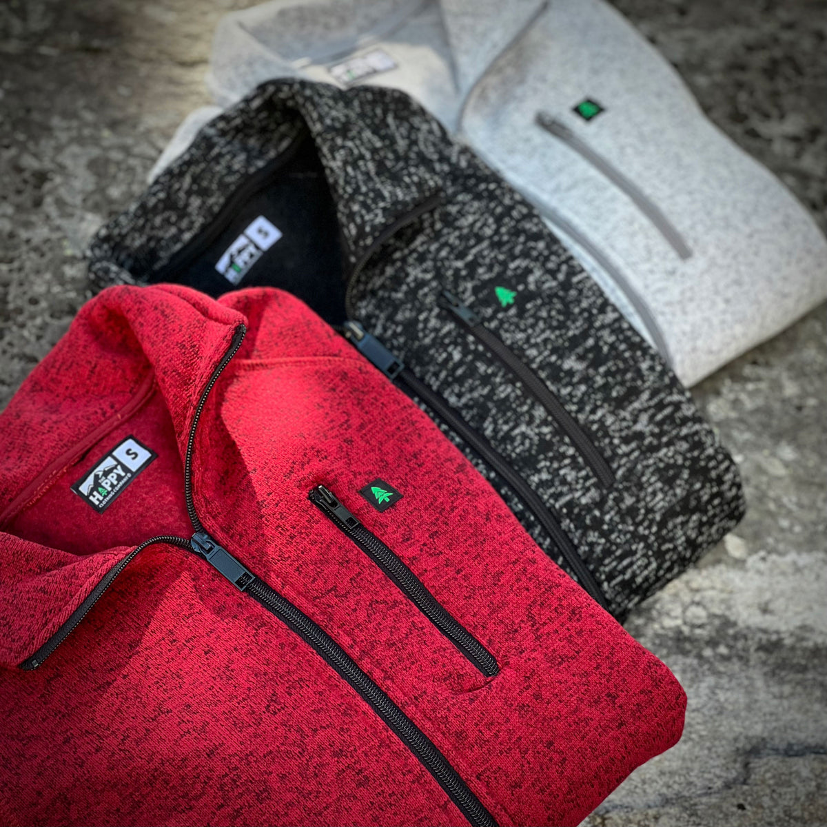 Alpine Knit Full Zip Jacket w / Mountain-Tree Label - The Happy Clothing Company