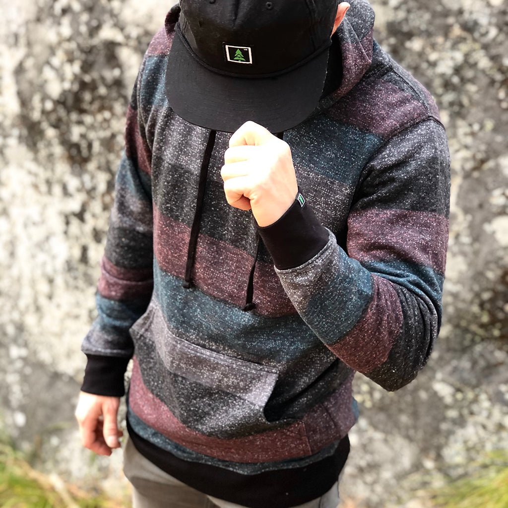 Oceanside Striped Fleece &lt;br&gt; Unisex Midweight Hooded Sweatshirt - The Happy Clothing Company