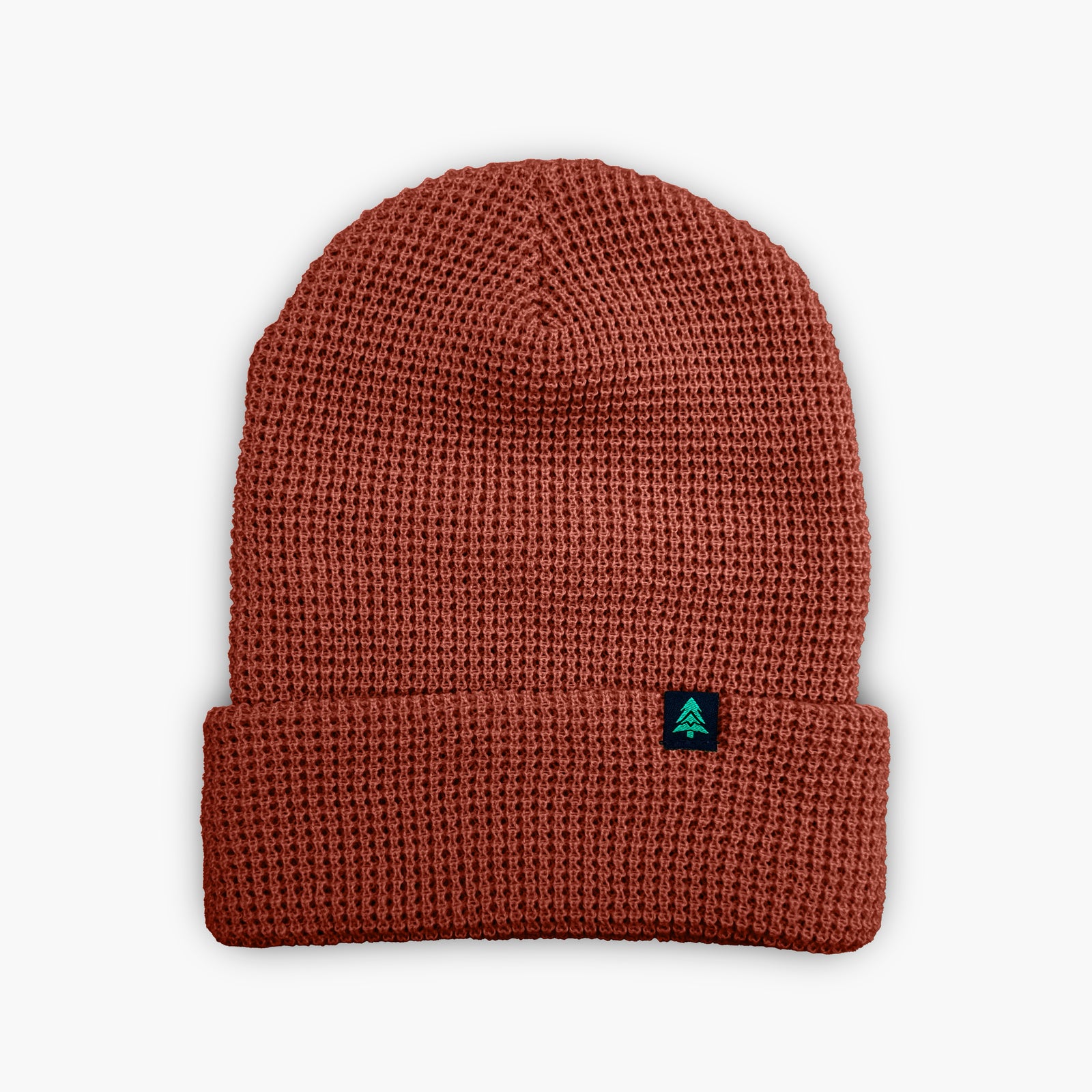 Mountain-Tree Label Waffle Cuffed Beanie - The Happy Clothing Company