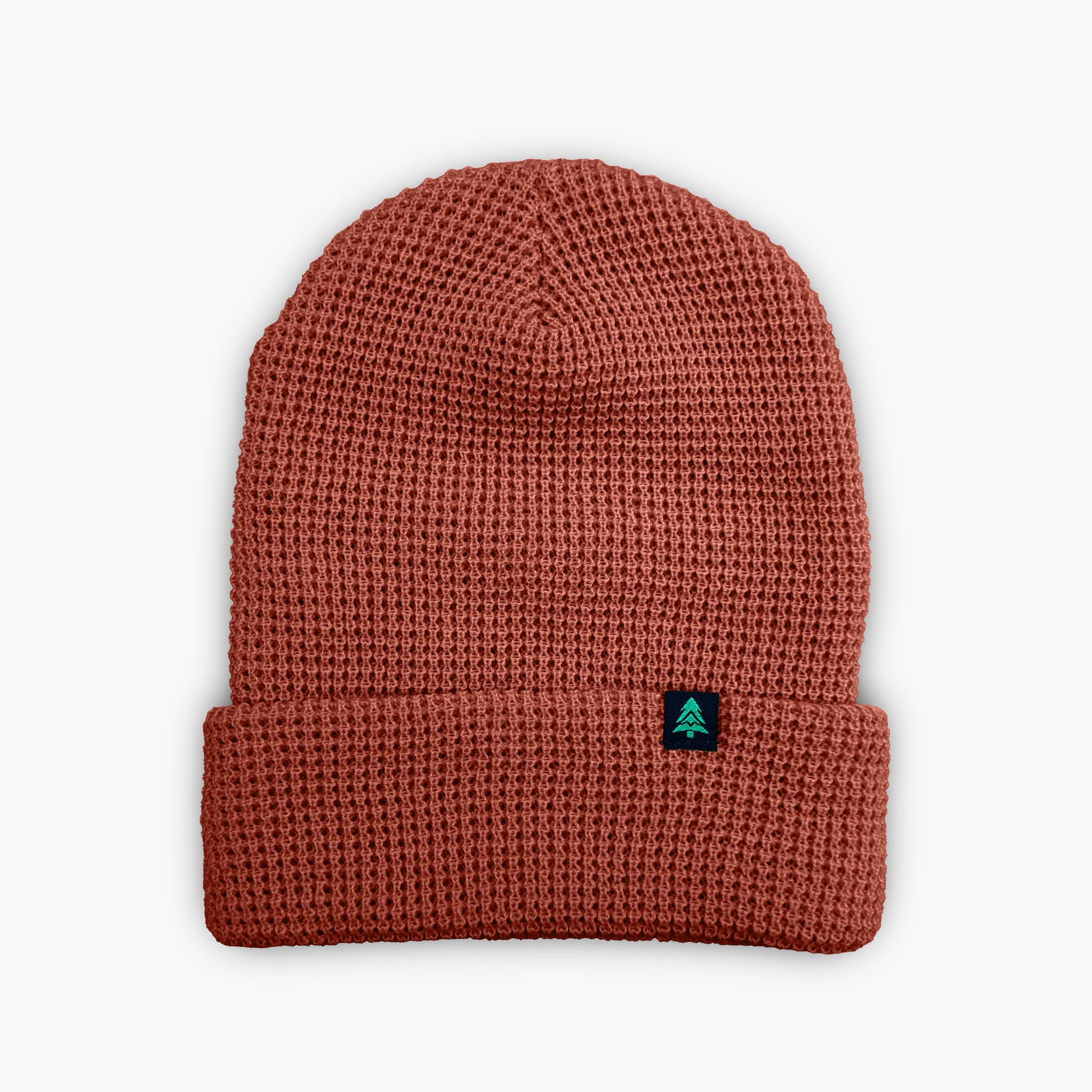 Mountain-Tree Label Waffle Cuffed Beanie - The Happy Clothing Company