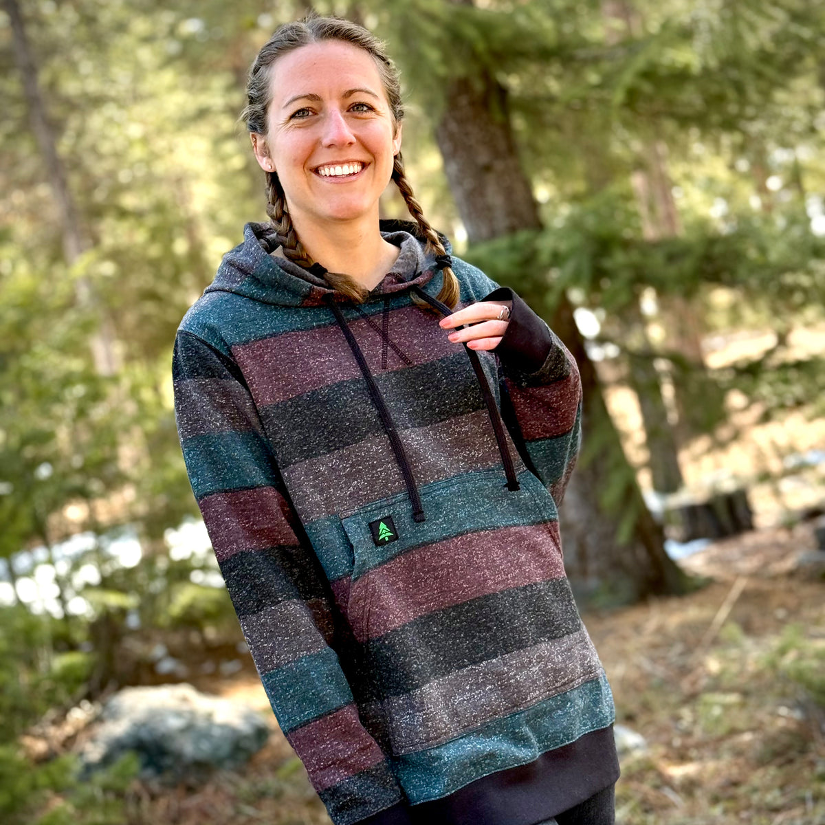 Oceanside Fleece Mid-weight Hoodie w/ Mountain Tree - The Happy Clothing Company