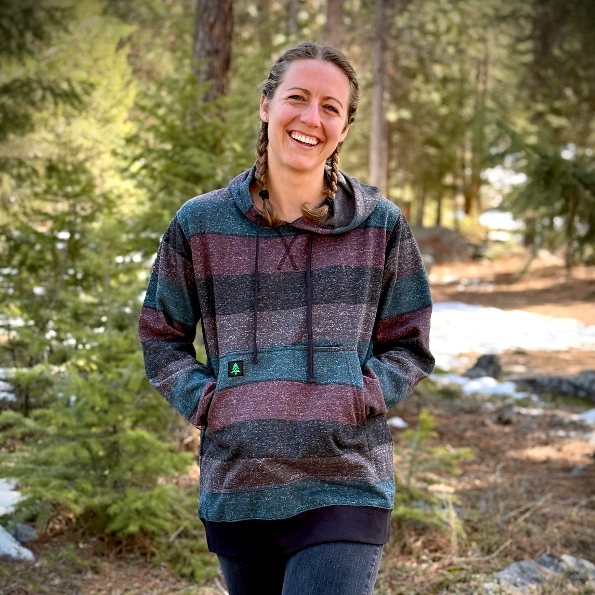 Oceanside Fleece Mid-weight Hoodie w/ Mountain Tree - The Happy Clothing Company