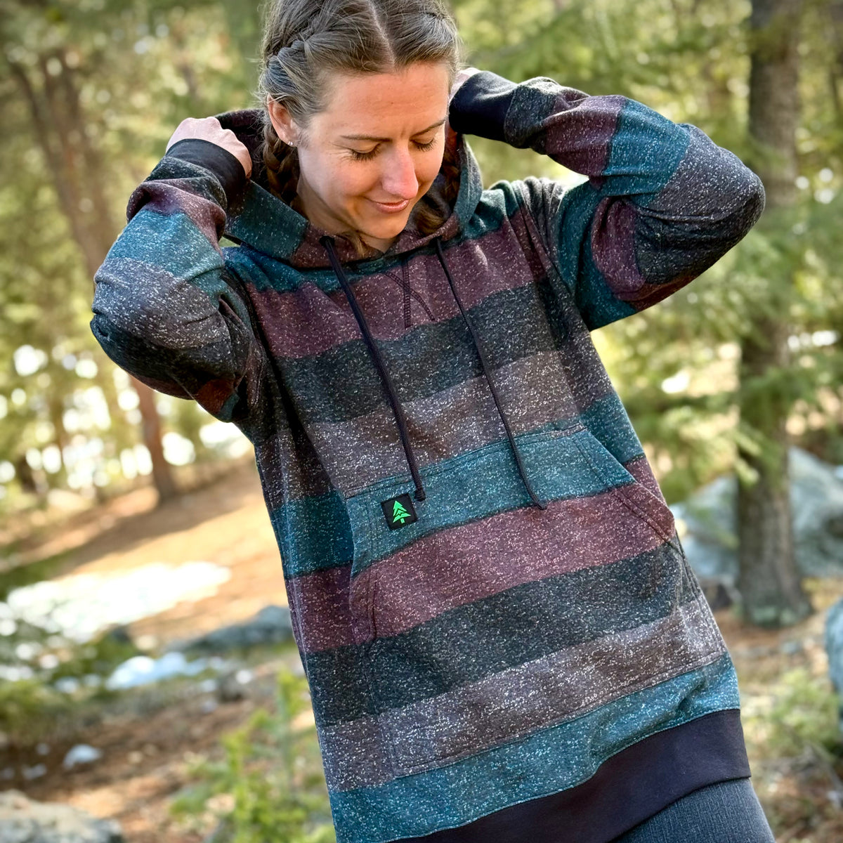 Oceanside Fleece Mid-weight Hoodie w/ Mountain Tree - The Happy Clothing Company