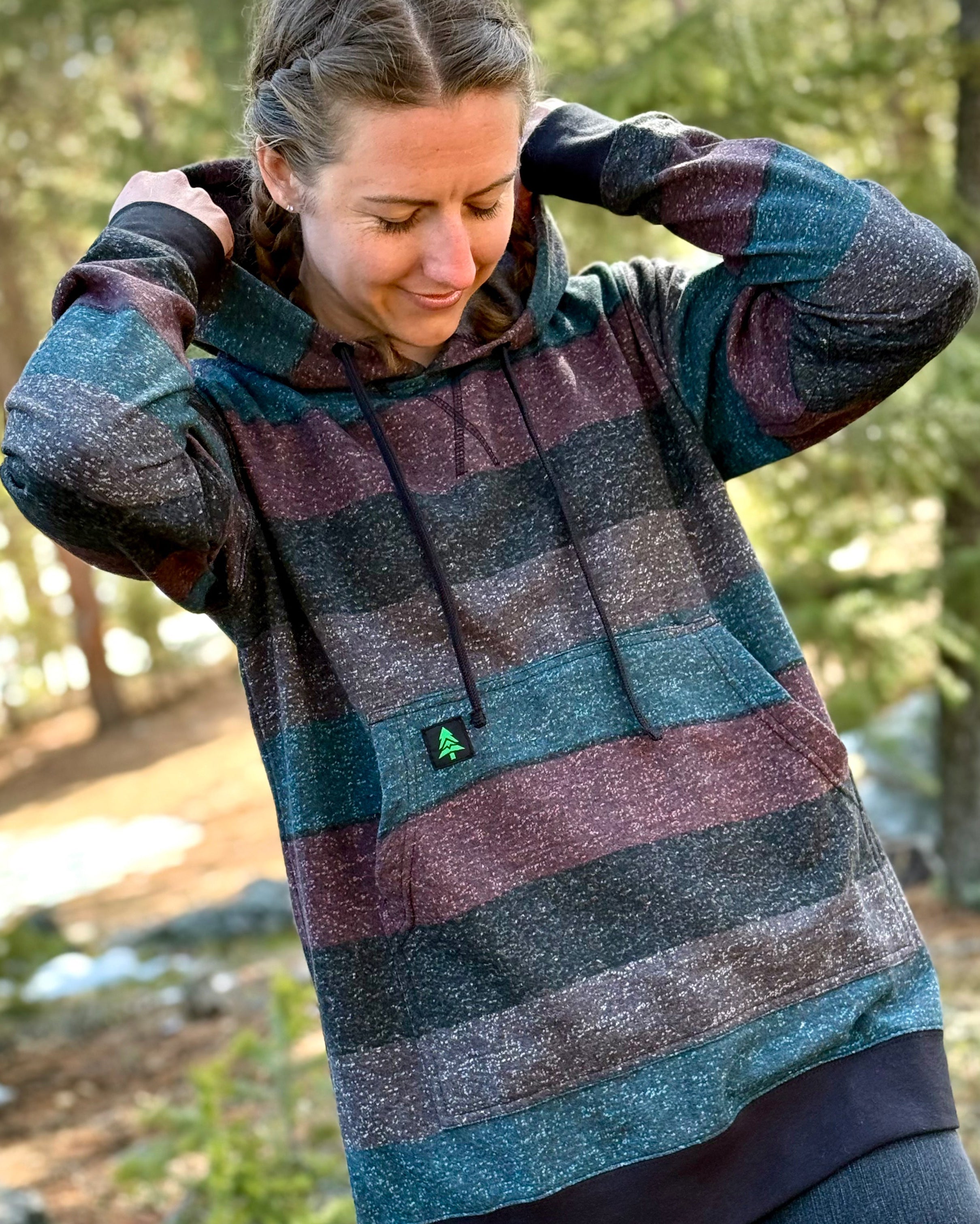 Oceanside Fleece Mid-weight Hoodie w/ Mountain Tree The Happy