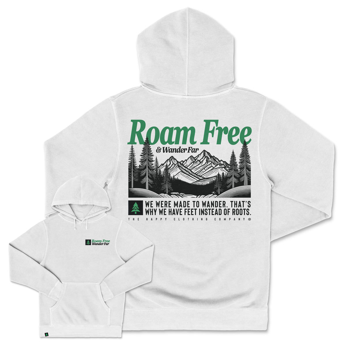 Roam Free & Wander Far Nature-Dyed Unisex Hoodie - The Happy Clothing Company