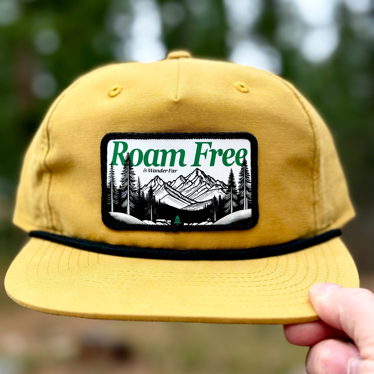 Roam Free & Wander Far 5 Panel Vintage Cap with Rope - The Happy Clothing Company