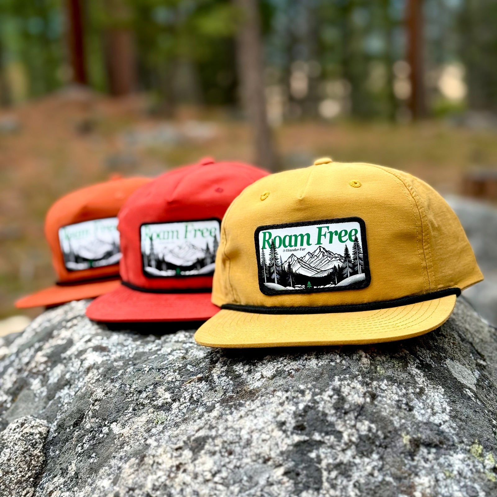 Roam Free & Wander Far 5 Panel Vintage Cap with Rope - The Happy Clothing Company