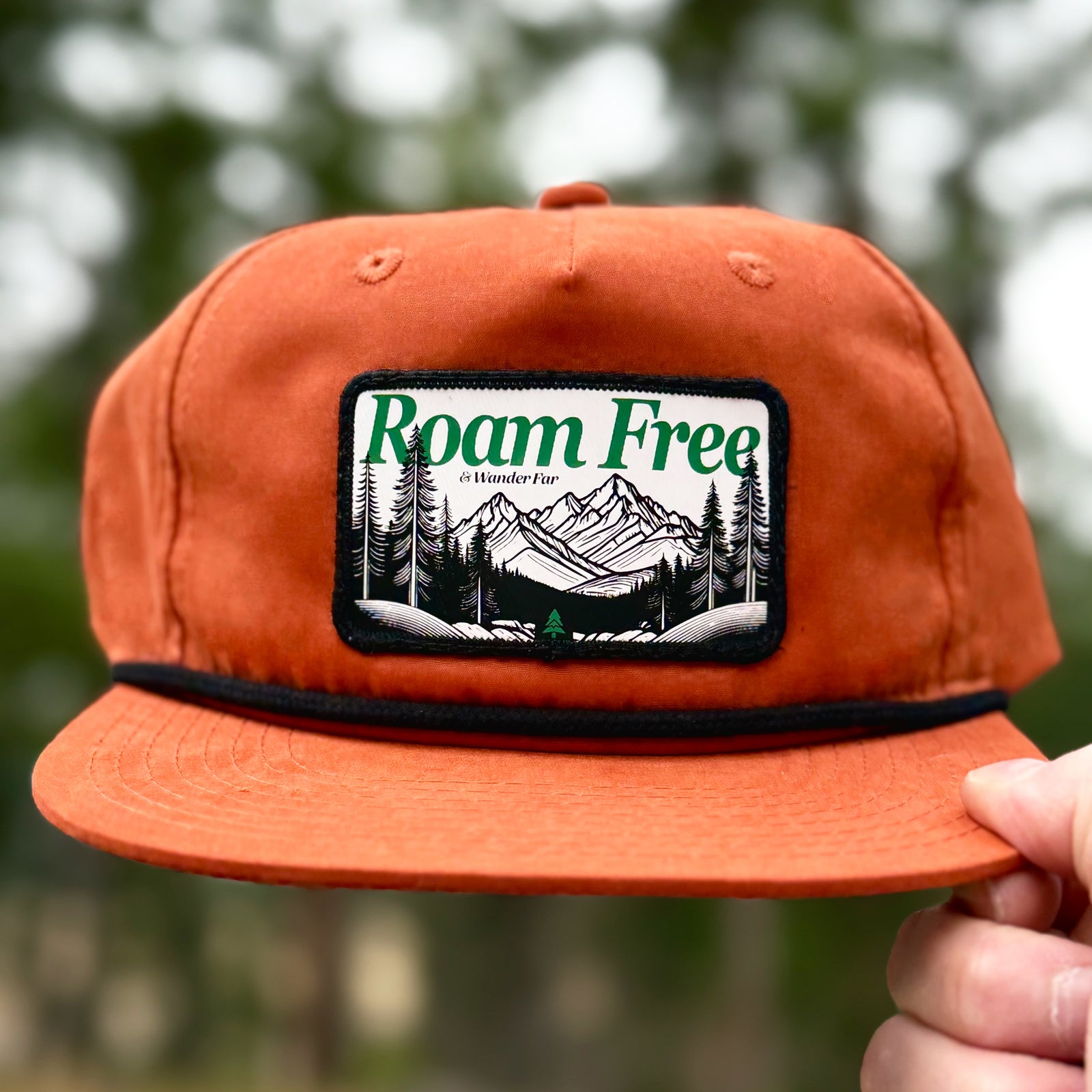 Roam Free & Wander Far 5 Panel Vintage Cap with Rope - The Happy Clothing Company