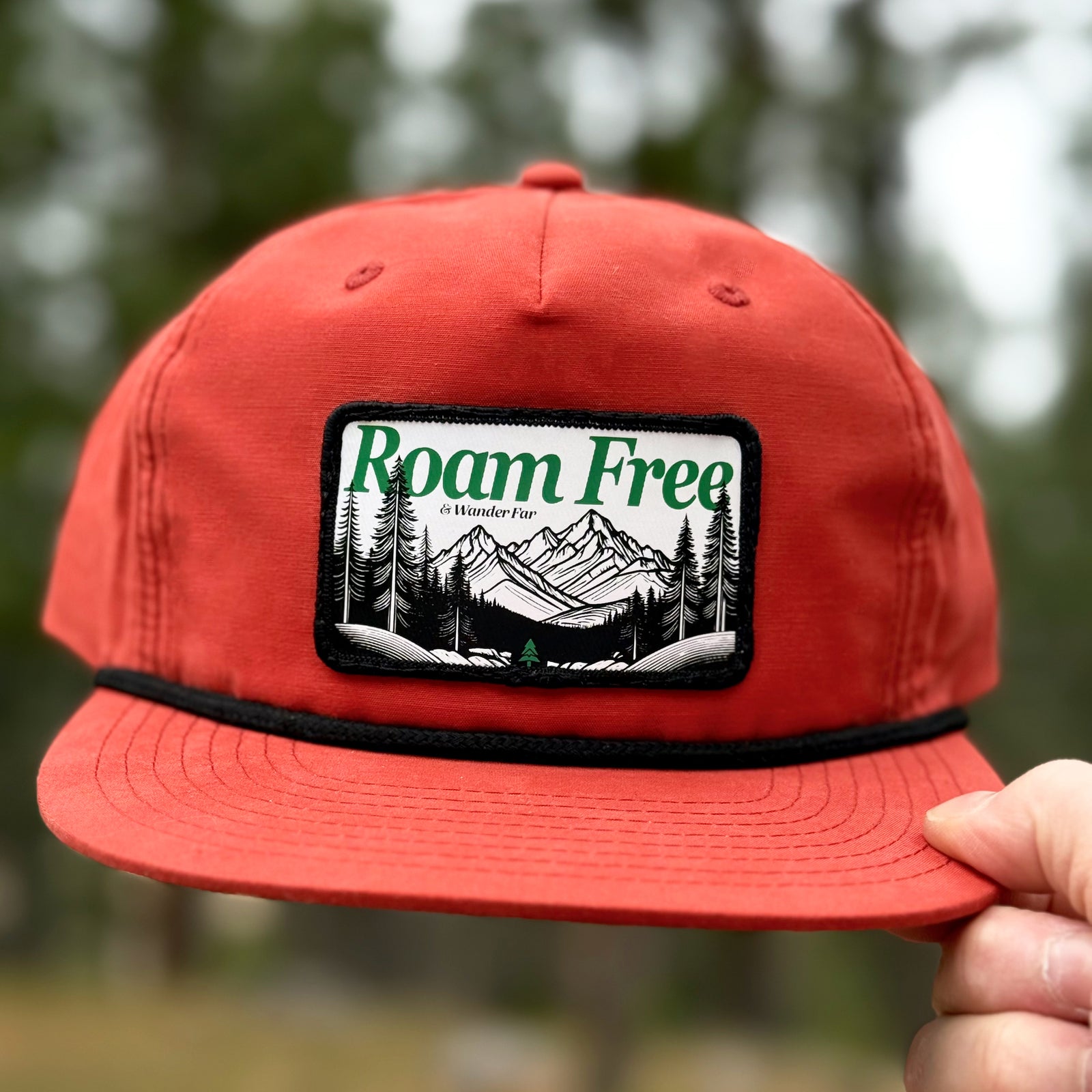 Roam Free & Wander Far 5 Panel Vintage Cap with Rope - The Happy Clothing Company