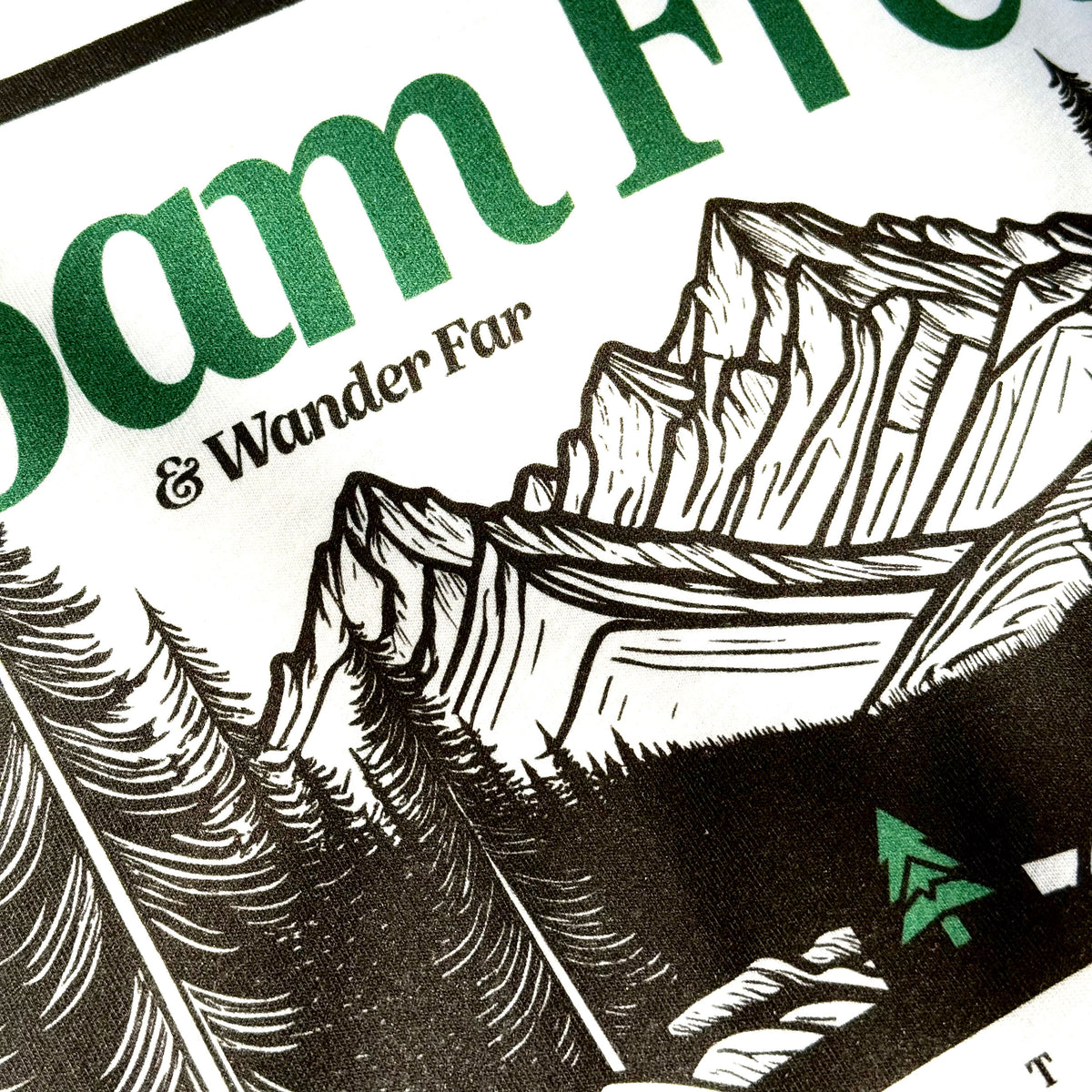 Roam Free & Wander Far Back Print 'Explorer Tee' | Lightweight Blend | - The Happy Clothing Company