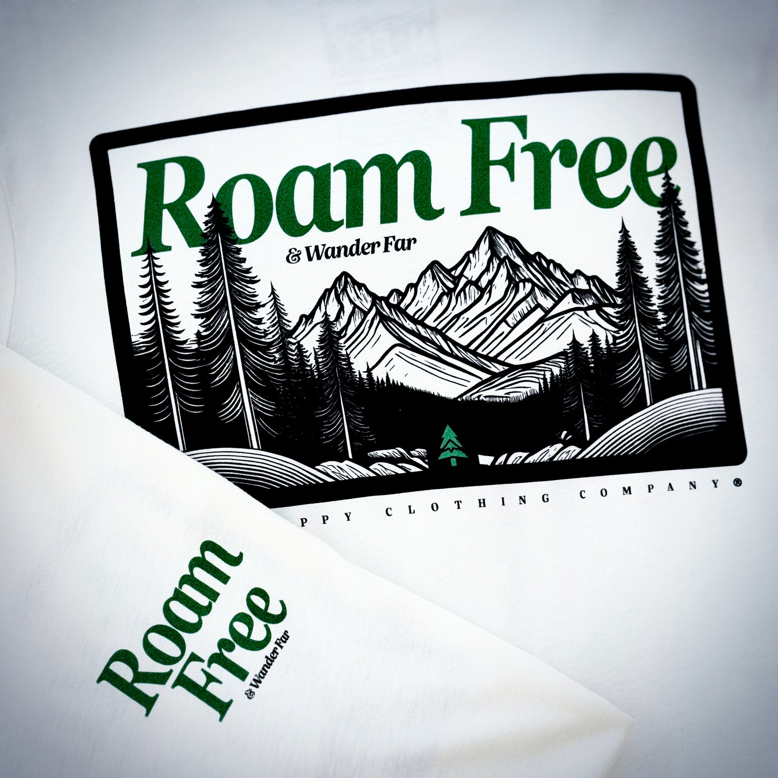 Roam Free & Wander Far Back Print 'Explorer Tee' | Lightweight Blend | - The Happy Clothing Company
