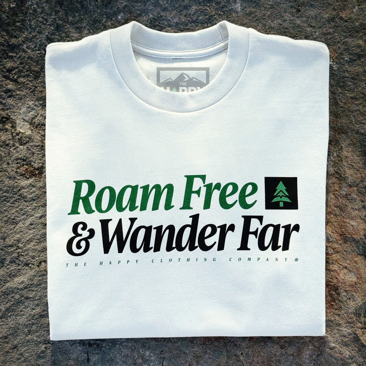 Roam Free & Wander Far 'Vintage Tee' | Oversized Heavyweight | - The Happy Clothing Company