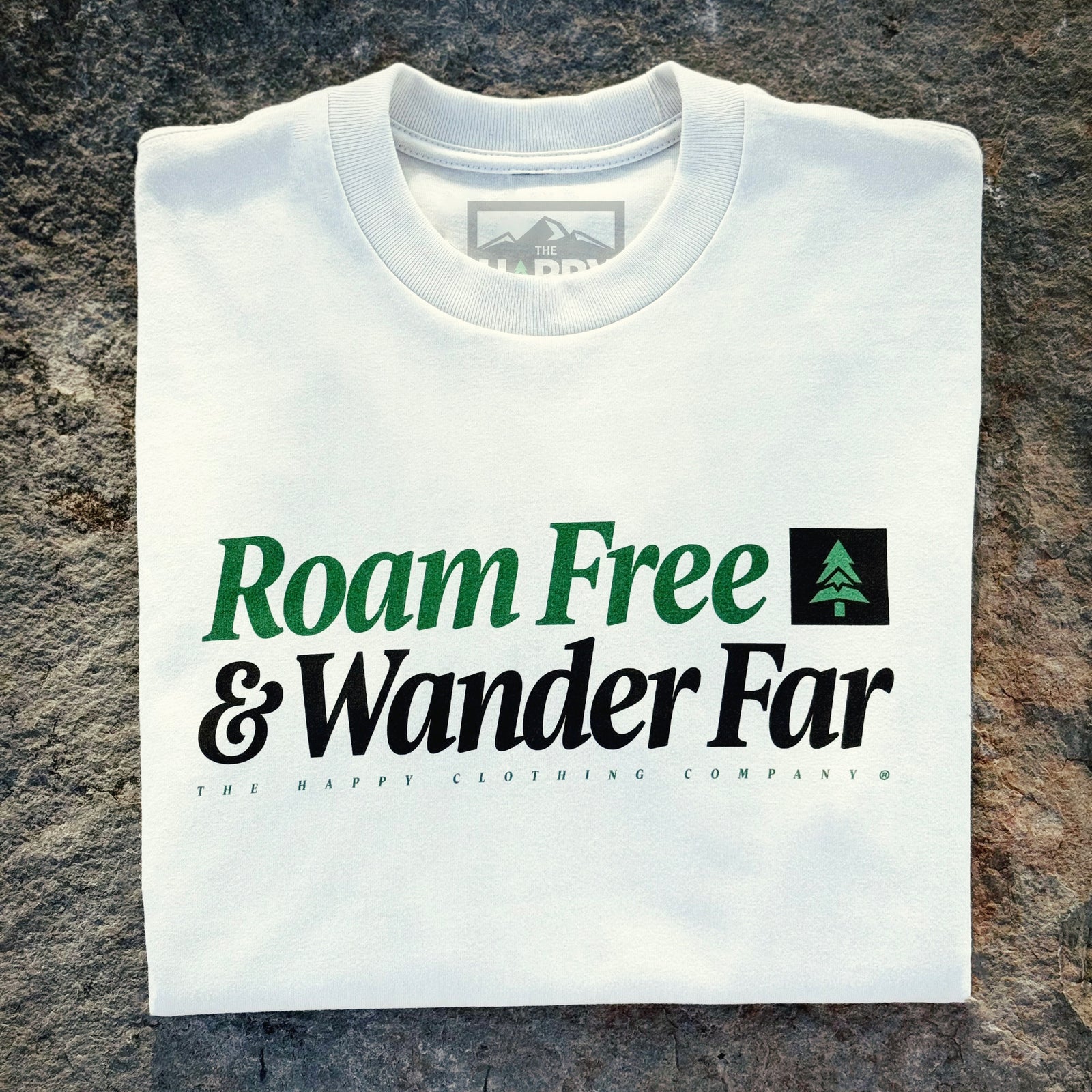 Roam Free & Wander Far 'Vintage Tee' | Oversized Heavyweight | - The Happy Clothing Company