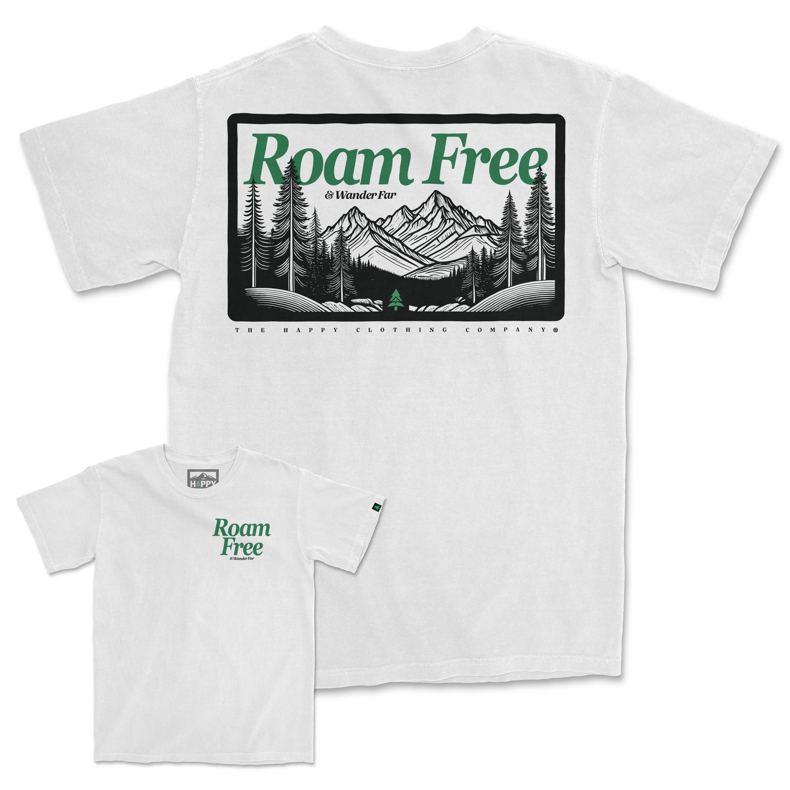 Roam Free & Wander Far Back Print Pigment-Dyed Tee - The Happy Clothing Company