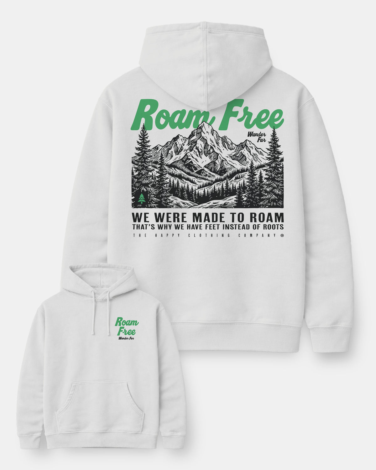 Roam Free & Wander Far Nature-Dyed Unisex Hoodie - The Happy Clothing Company