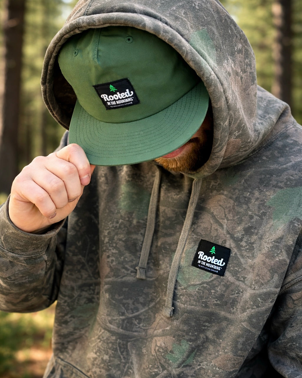 Rooted In The Mountains Label Spring Camo Heavyweight Hoodie