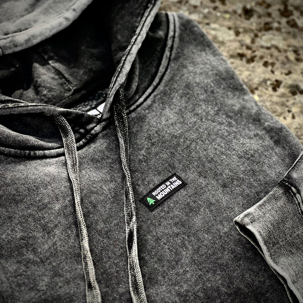 Rooted In The Mountains Mineral Wash Unisex Hoodie - The Happy Clothing Company
