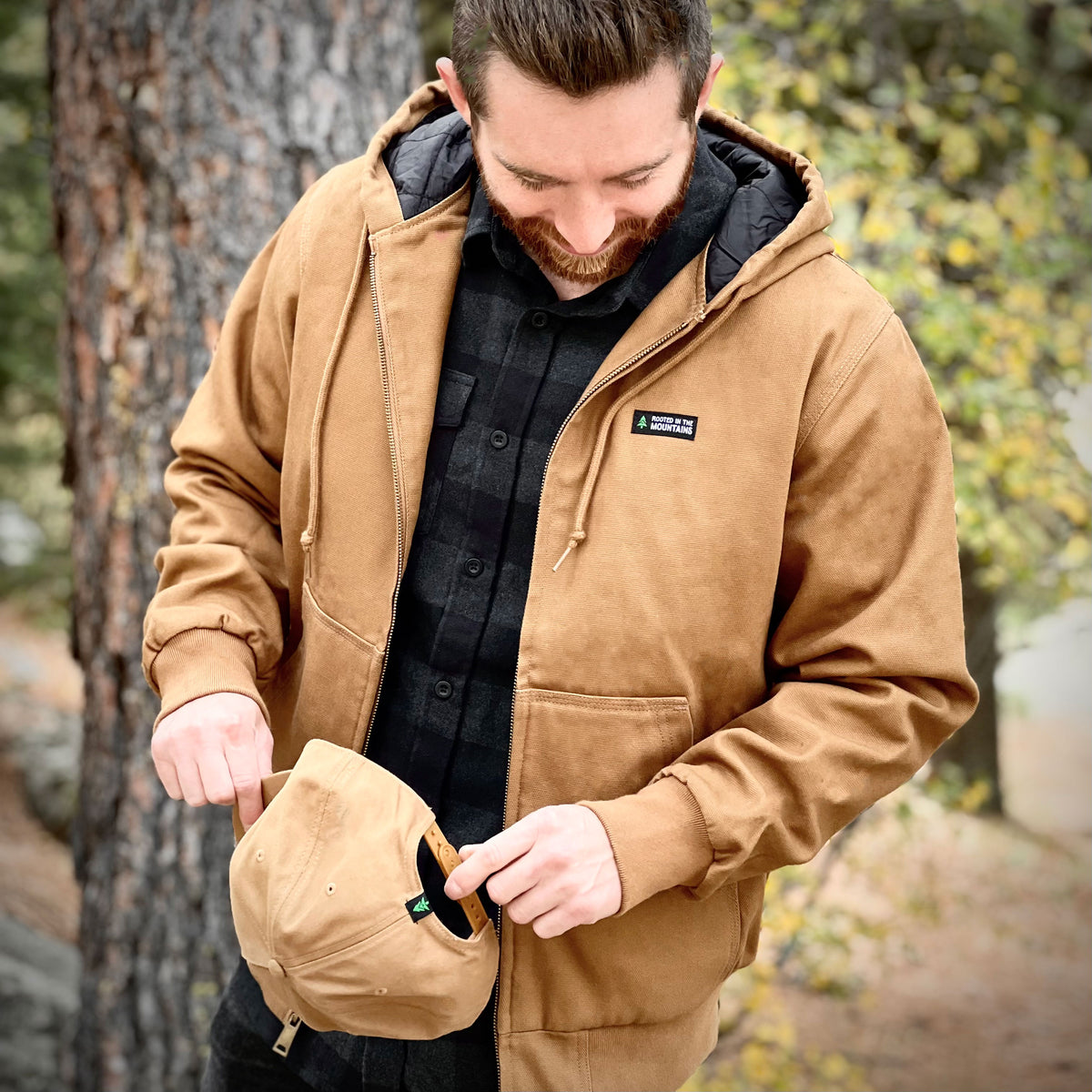The Pursuer Workwear Jacket w/ Rooted In The Mountains Label - The Happy Clothing Company