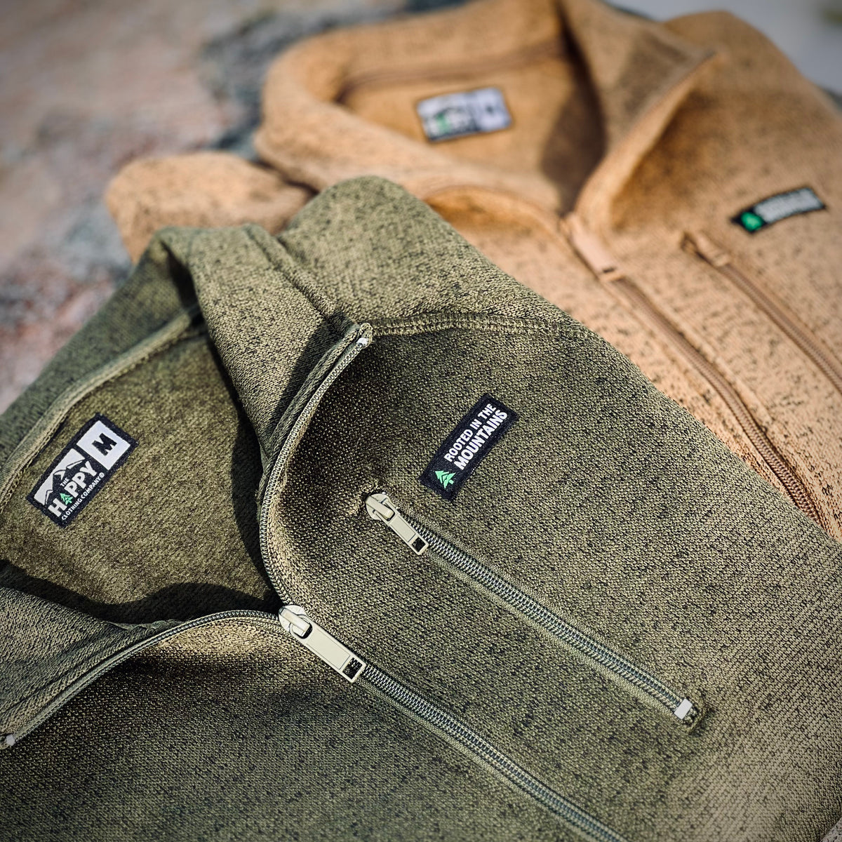 Alpine Knit Full Zip Jacket w / Rooted In The Mountains Label - The Happy Clothing Company