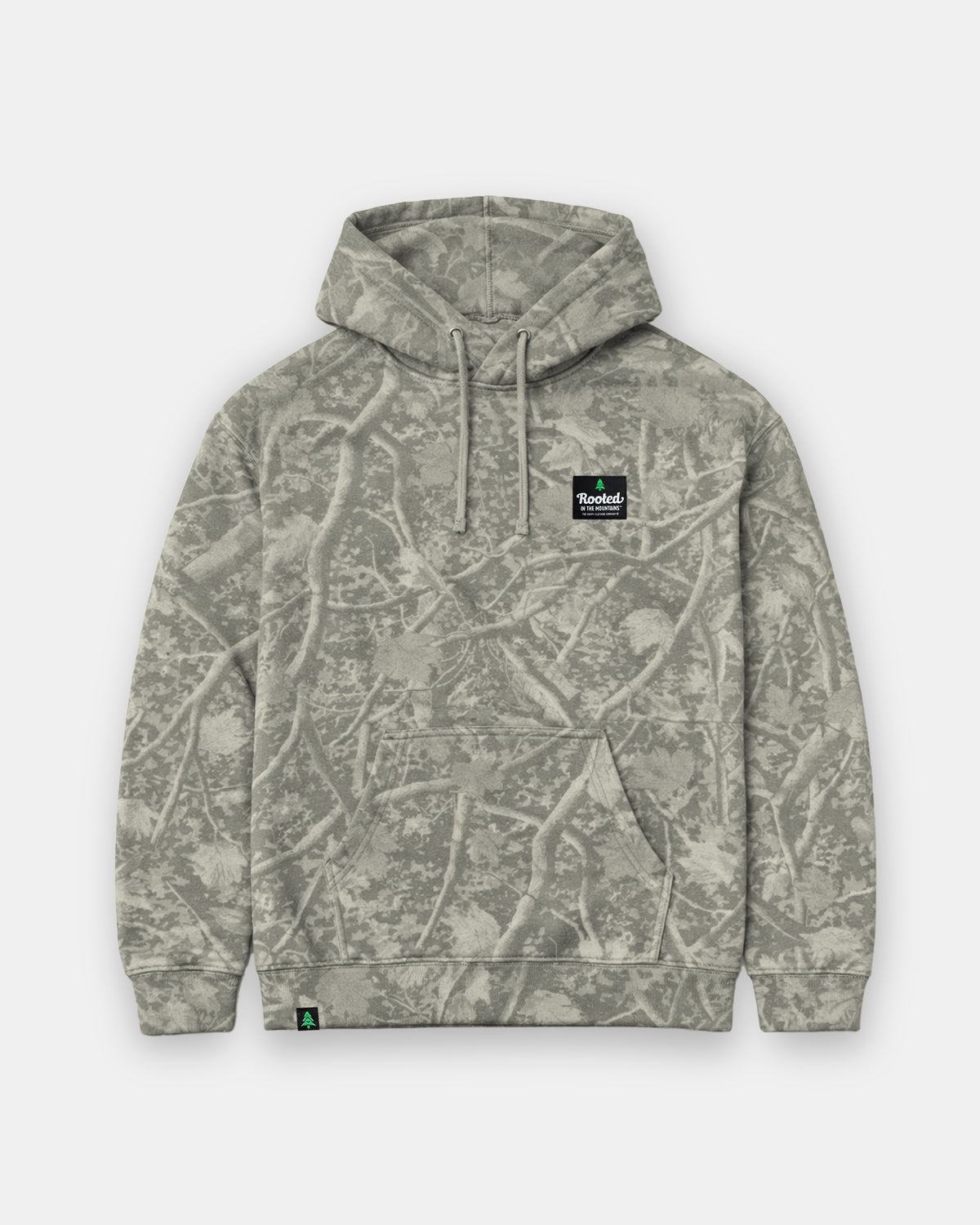 Rooted In The Mountains Label Spring Camo Heavyweight Hoodie - The Happy Clothing Company